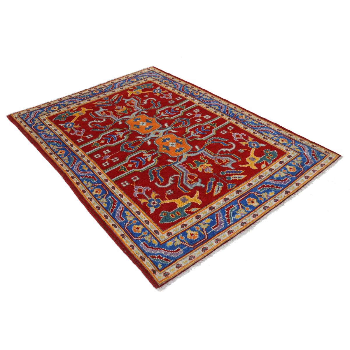 Revival 5x7 Handmade Double Knotted Washable Wool Rug - Colorful