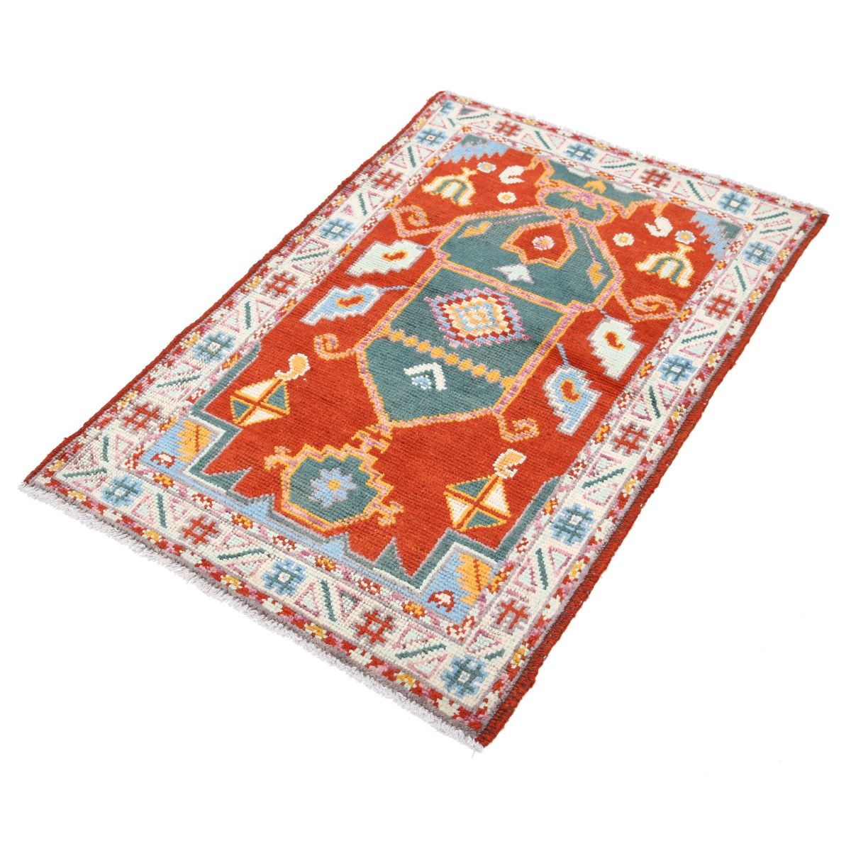 Revival 3x4 Handmade Double Knotted Washable Wool Rug - Colorful