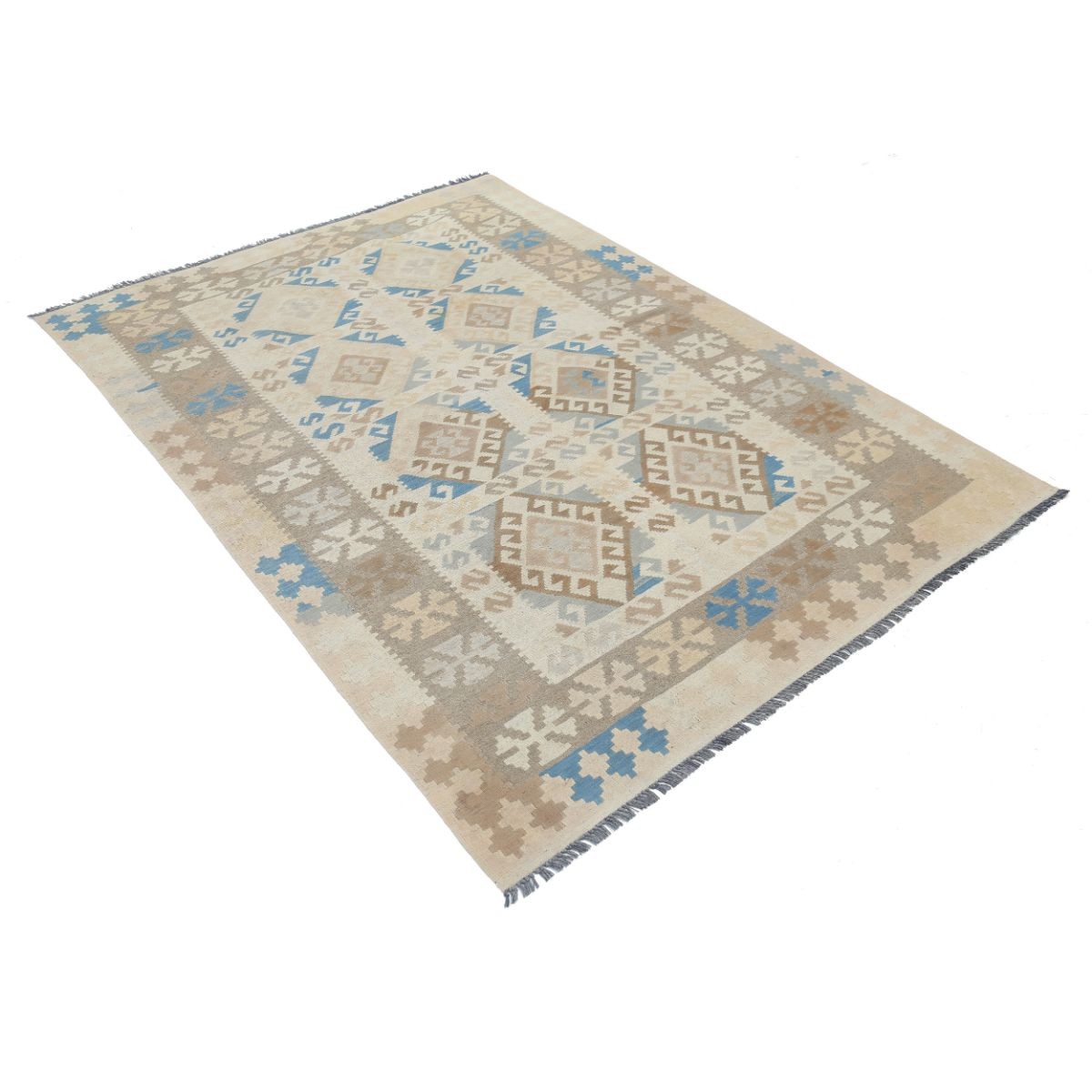 Kafkaas 5x7 Hand Woven Washable Wool Rug - Soft Hues