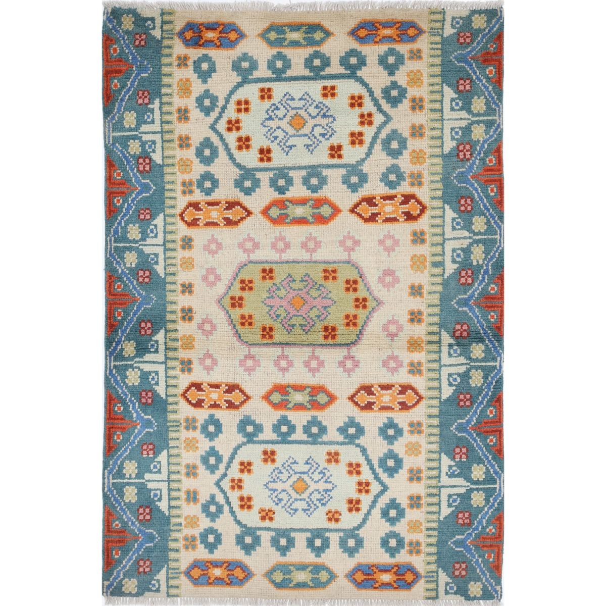 Revival 3x5 Handmade Double Knotted Washable Wool Rug - Colorful