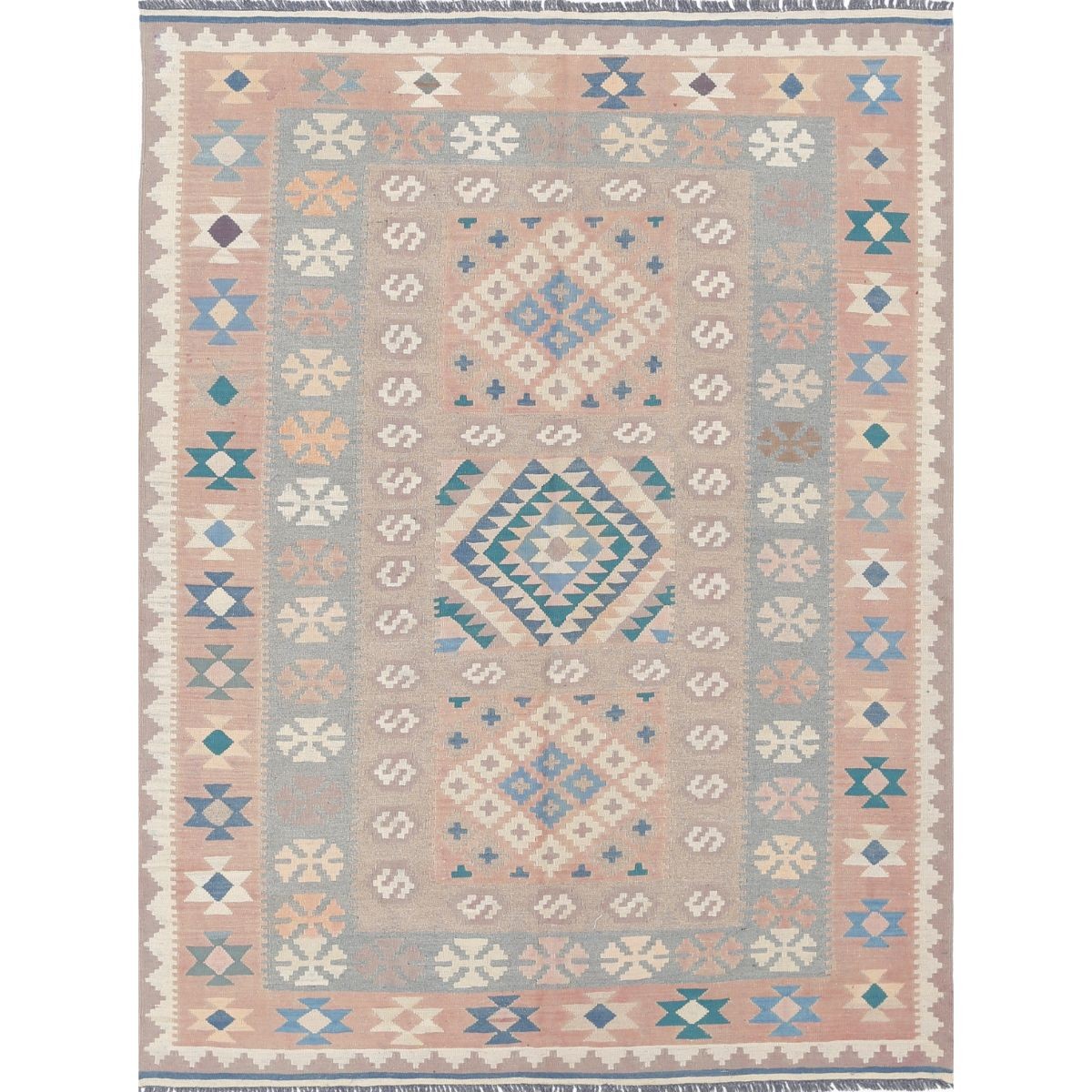 Kafkaas 5x7 Hand Woven Washable Wool Rug - Soft Hues