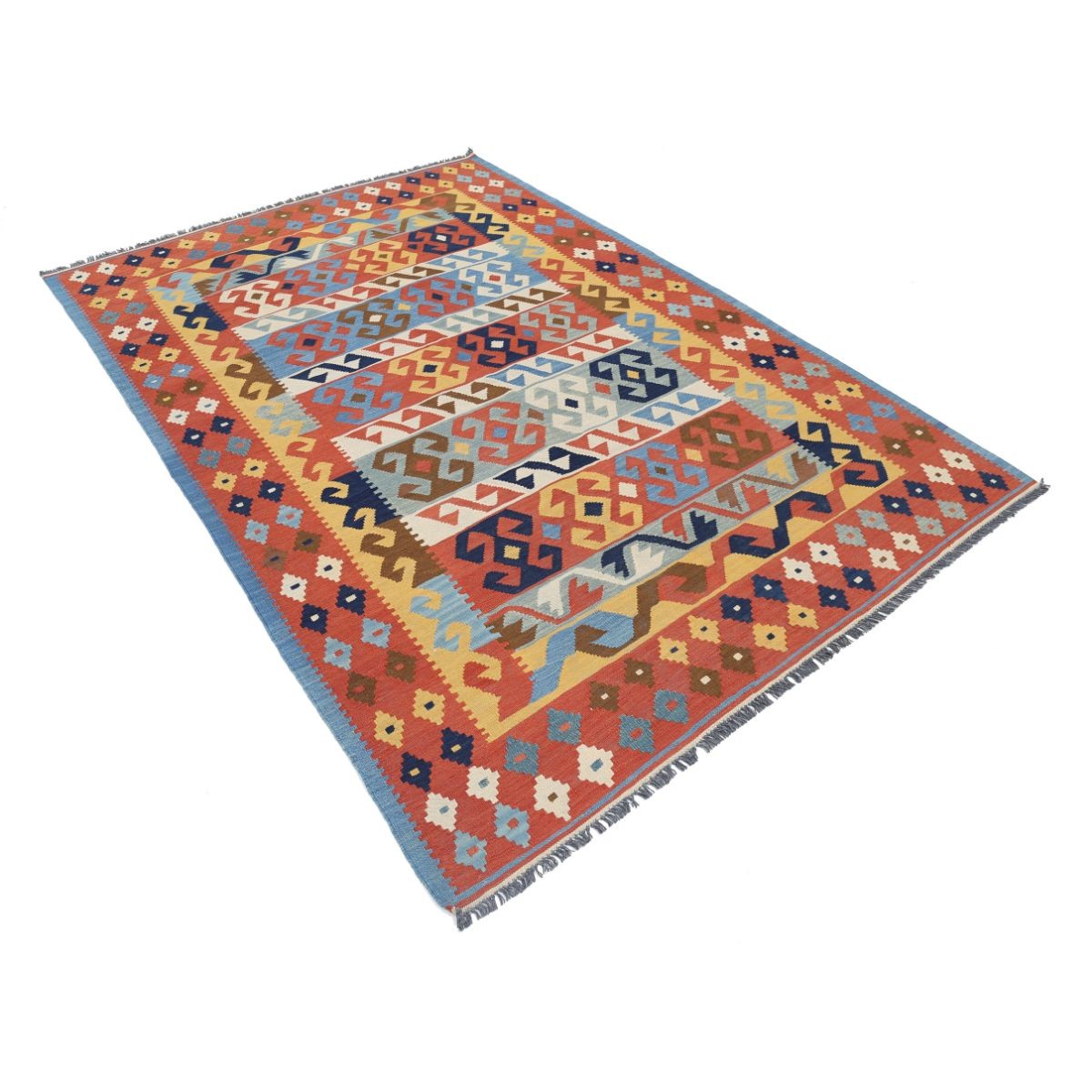 Kafkaas 6x8 Hand Woven Washable Wool Rug - Colorful