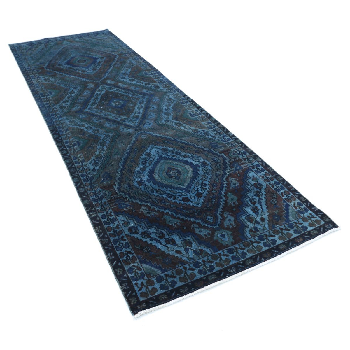 Overdye 4x11 Handmade Double Knotted Washable Wool Runner - Monochormatic