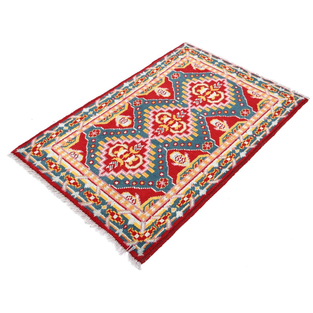 Revival 3x4 Handmade Double Knotted Washable Wool Rug - Colorful