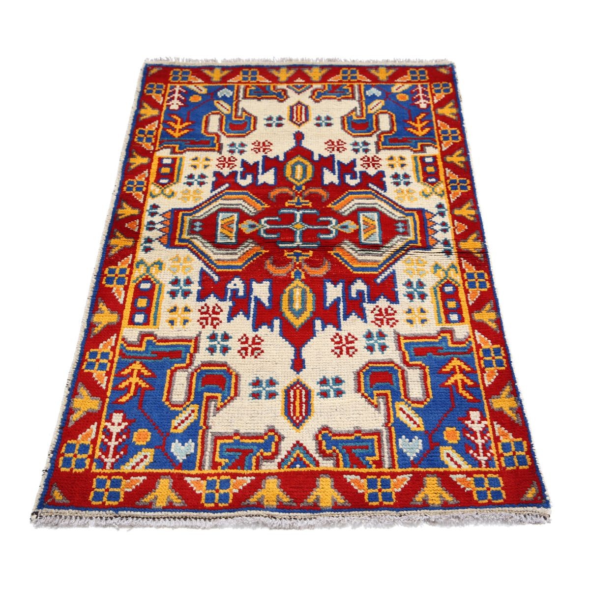 Revival 3x4 Handmade Double Knotted Washable Wool Rug - Colorful