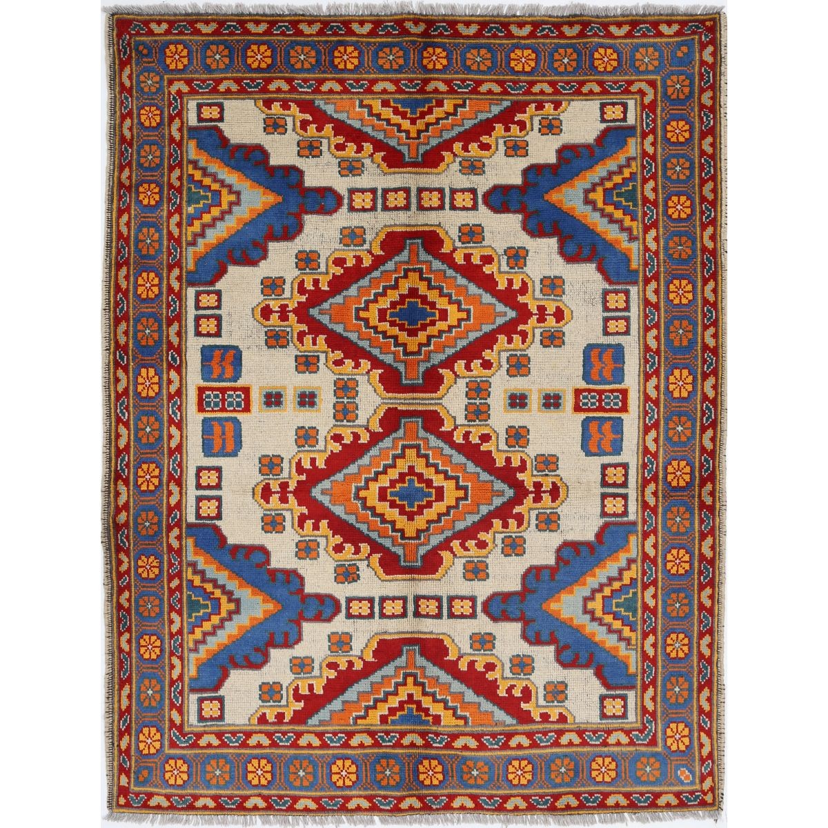 Revival 5x7 Handmade Double Knotted Washable Wool Rug - Colorful