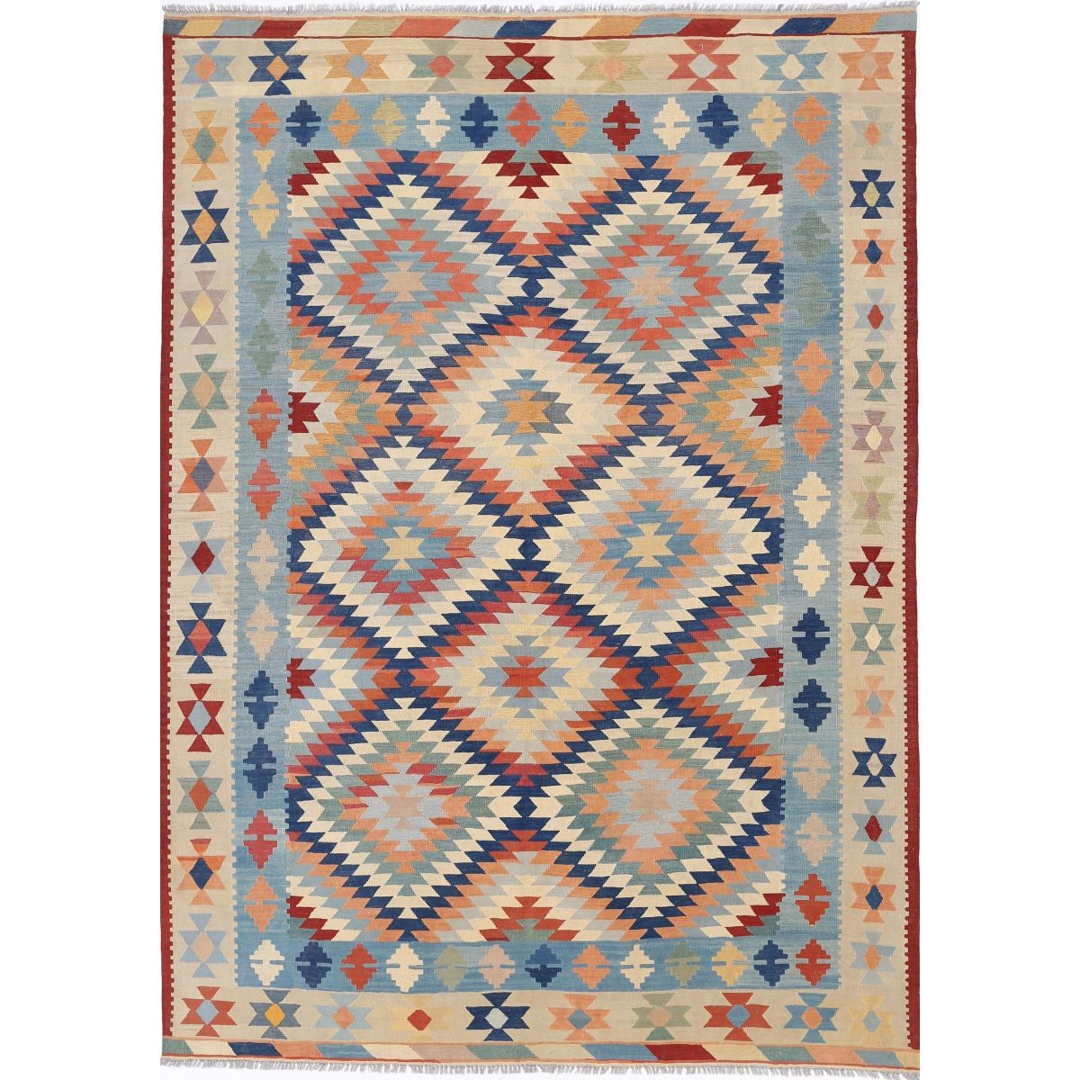 Kafkaas 7x10 Hand Woven Washable Wool Rug - Colorful