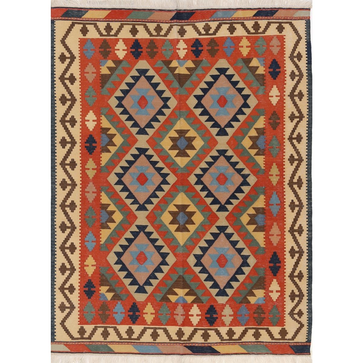 Kafkaas 5x7 Hand Woven Washable Wool Rug - Colorful