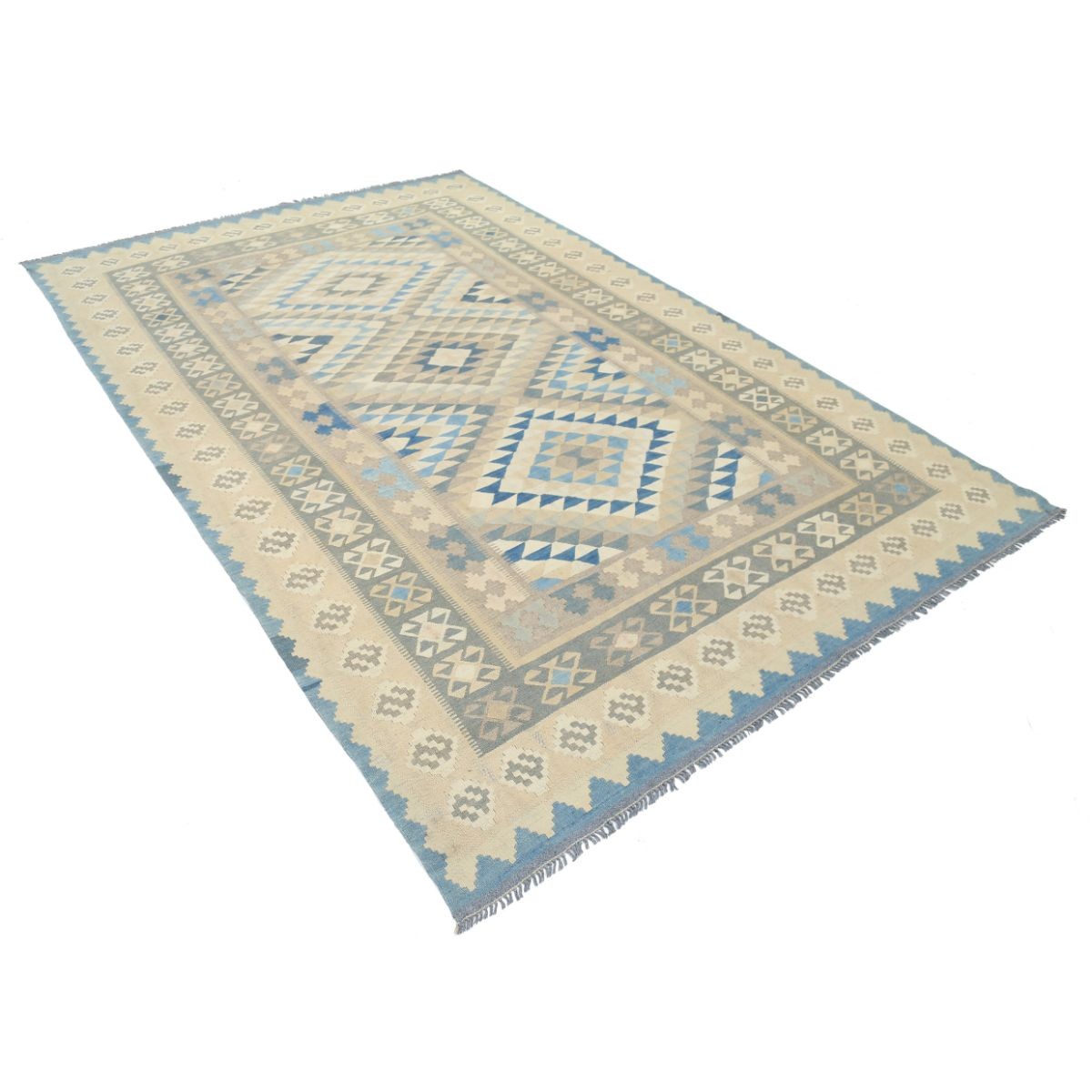 Kafkaas 7x10 Hand Woven Washable Wool Rug - Soft Hues
