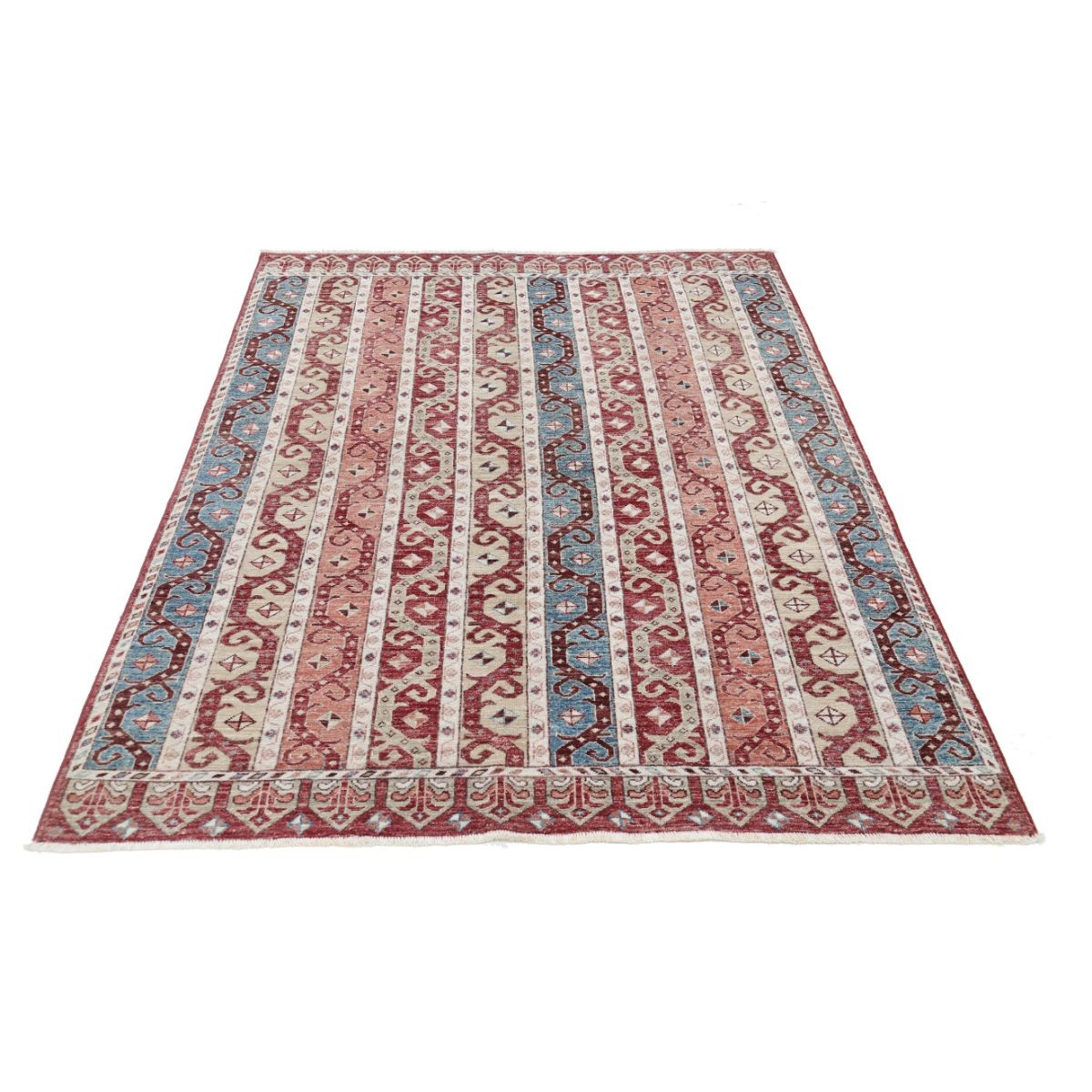Shaal 5x6 Handmade Double Knotted Washable Wool Rug - Colorful
