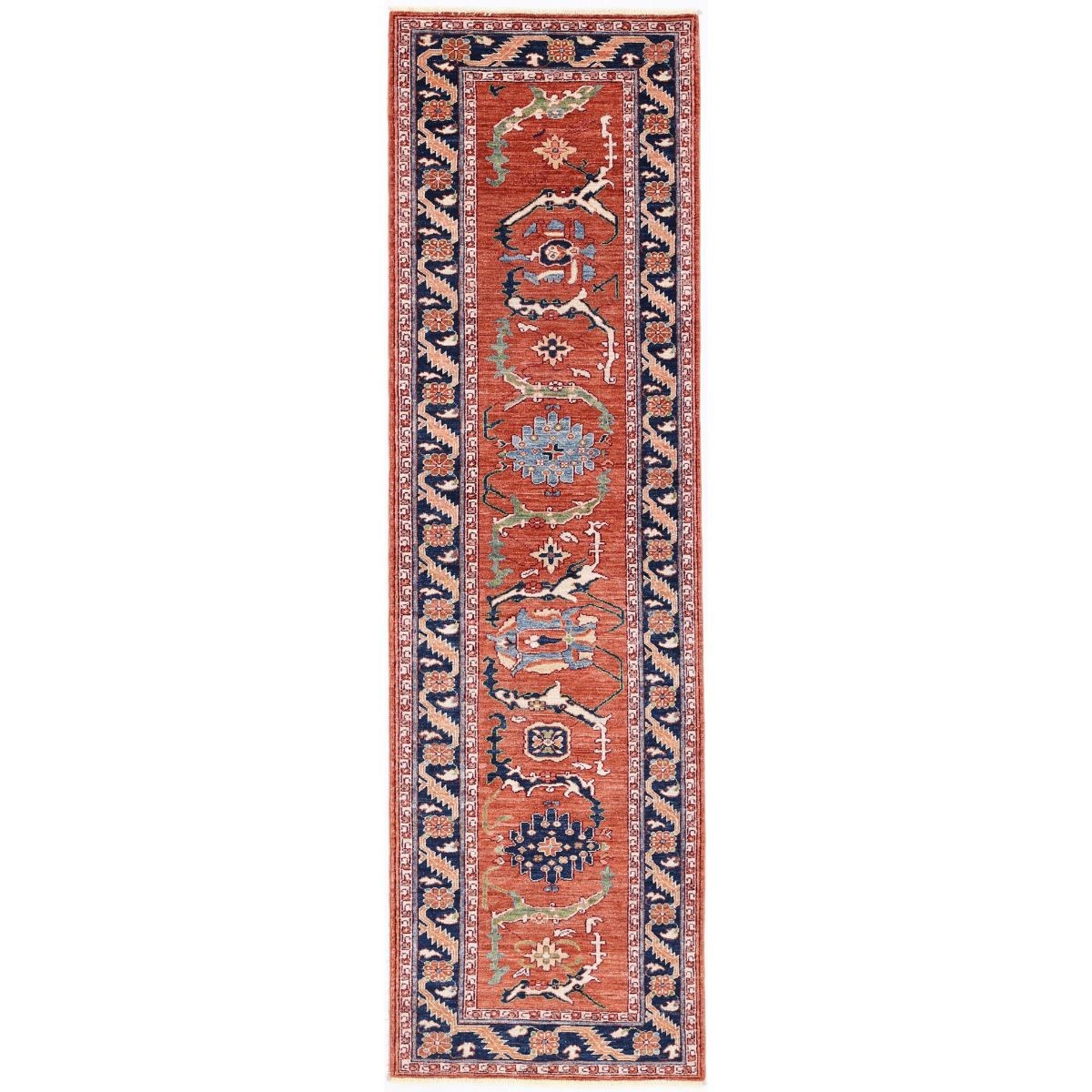 Heriz 3x10 Handmade Double Knotted Washable Wool Runner - Colorful