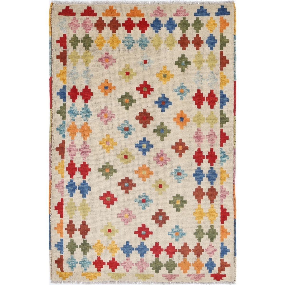 Revival 3x4 Handmade Double Knotted Washable Wool Rug - Colorful