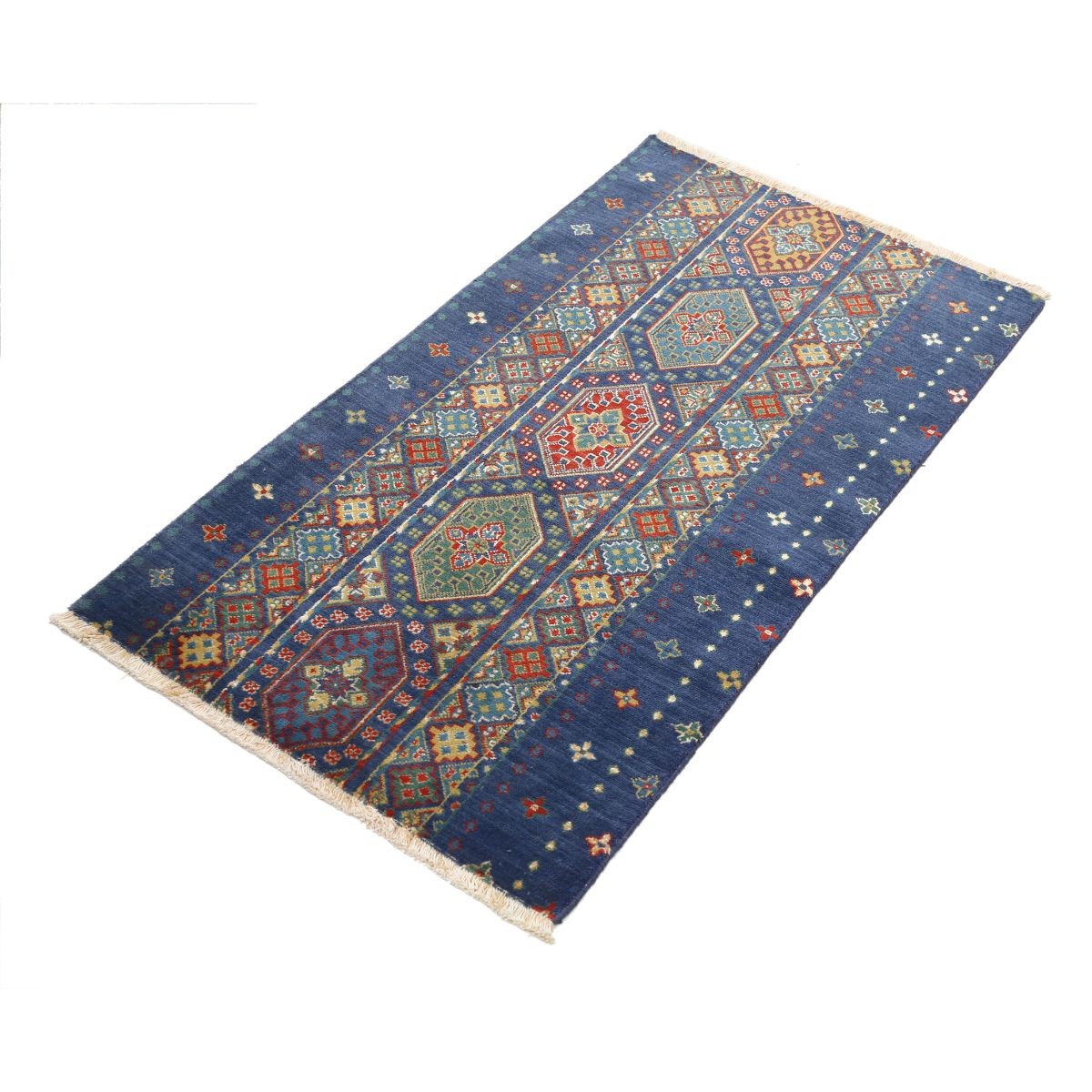 Gulshan 2x4 Machine-Made Washable Wool Rug - Colorful