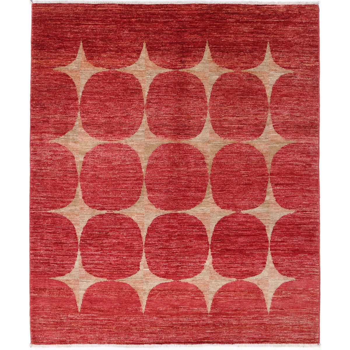 Modcar 5x6 Handmade Double Knotted Washable Wool Rug - Colorful