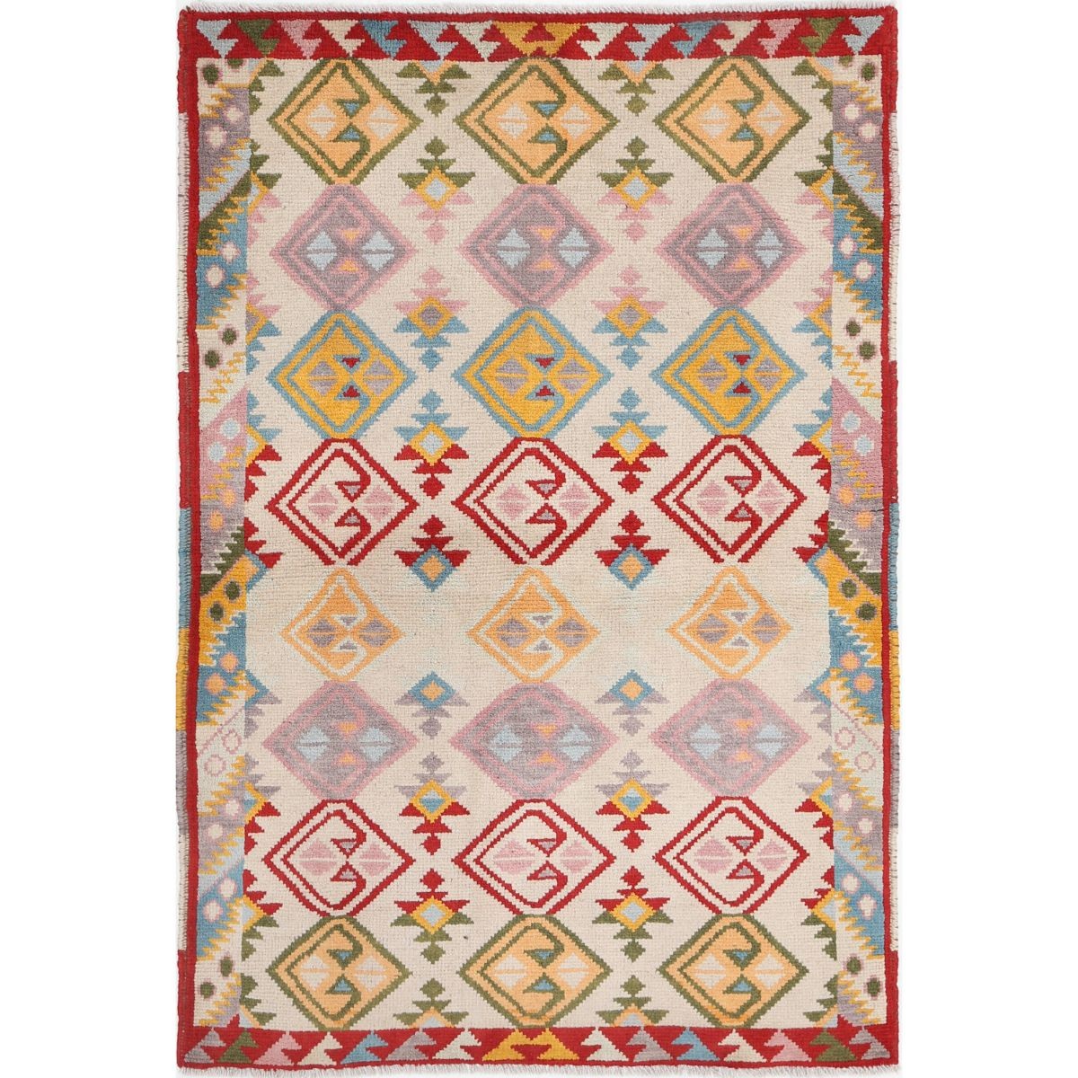 Revival 3x5 Handmade Double Knotted Washable Wool Rug - Colorful