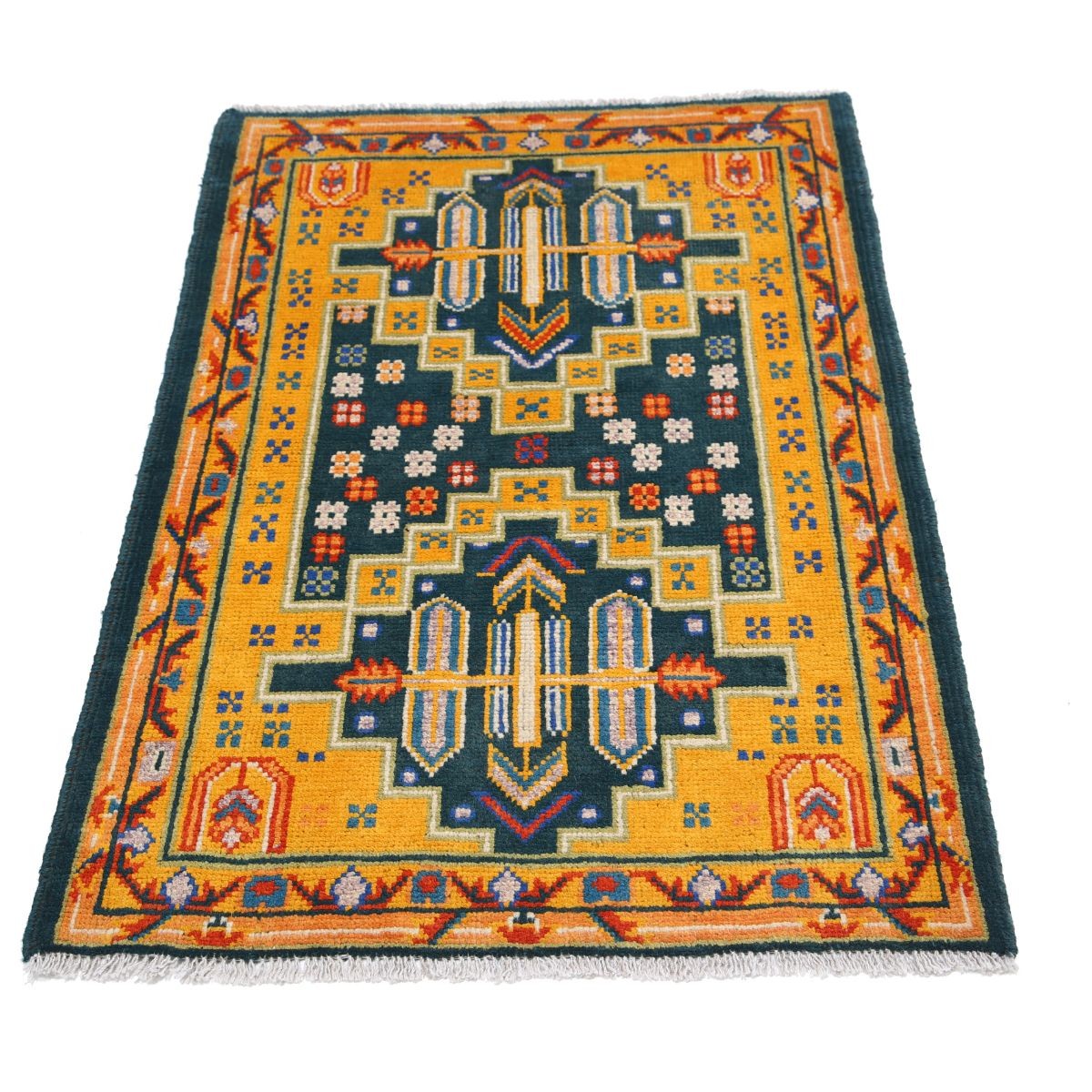Revival 3x4 Handmade Double Knotted Washable Wool Rug - Colorful