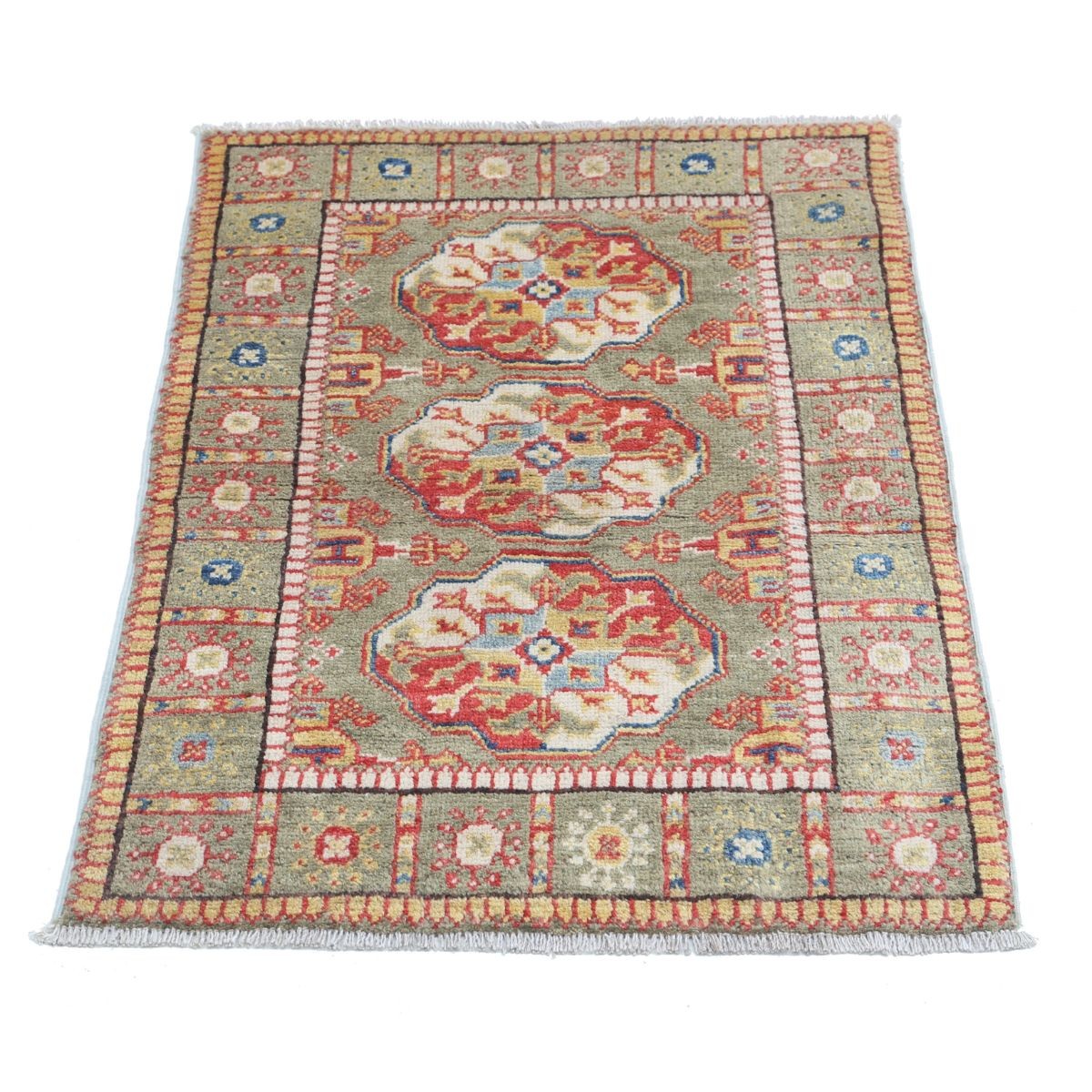 Revival 2x3 Handmade Double Knotted Washable Wool Rug - Colorful