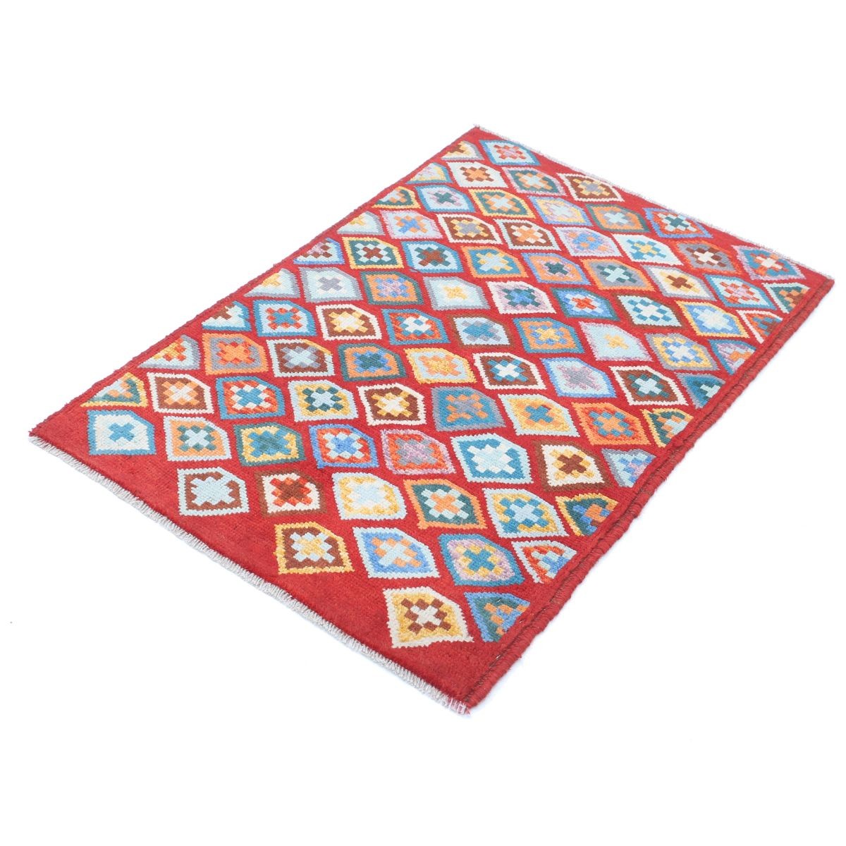Revival 3x4 Handmade Double Knotted Washable Wool Rug - Colorful