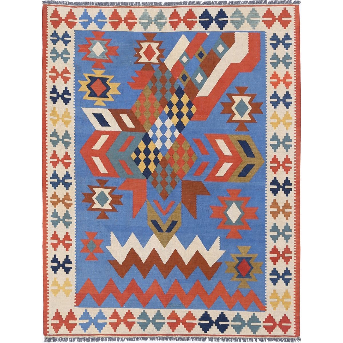Kafkaas 5x7 Hand Woven Washable Wool Rug - Colorful