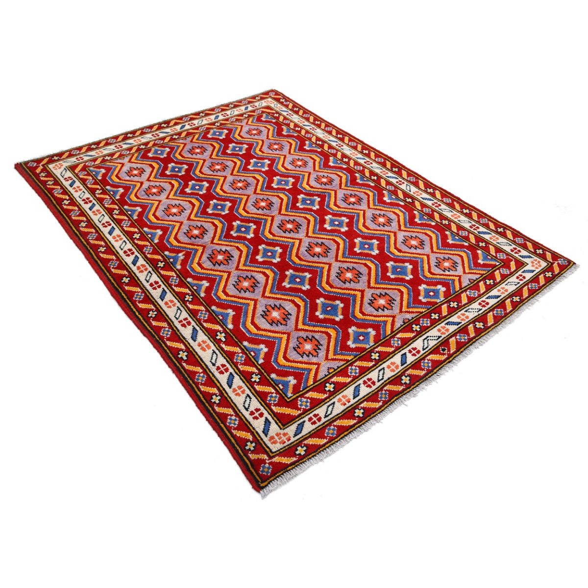 Revival 5x7 Handmade Double Knotted Washable Wool Rug - Colorful