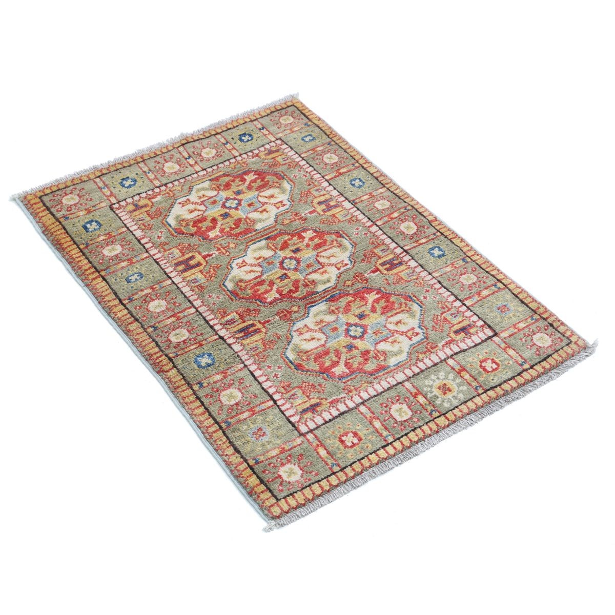 Revival 2x3 Handmade Double Knotted Washable Wool Rug - Colorful