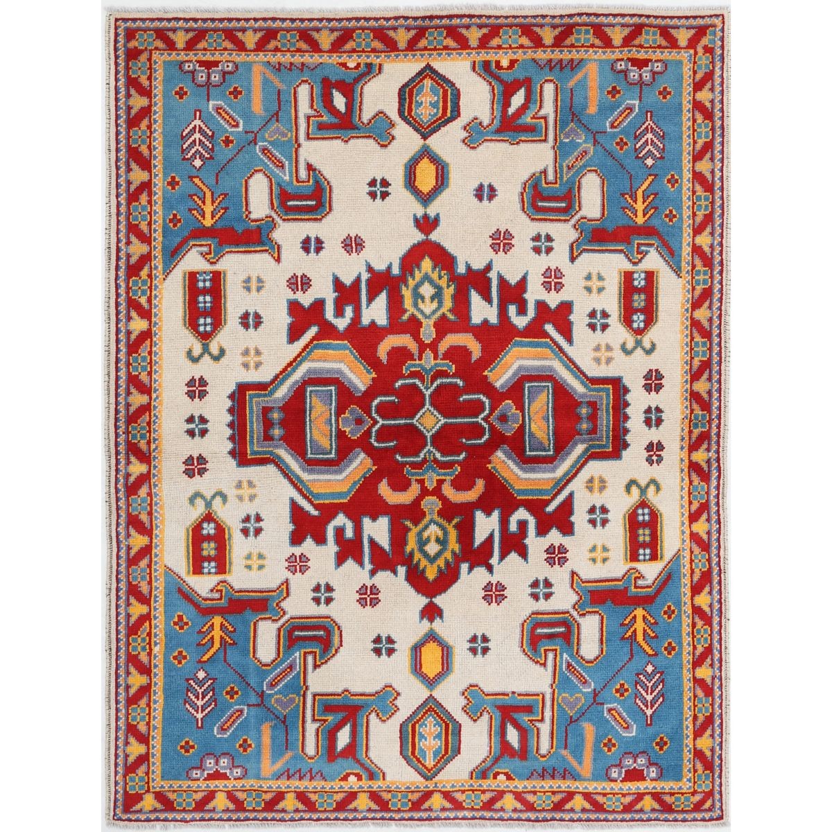 Revival 5x7 Handmade Double Knotted Washable Wool Rug - Colorful