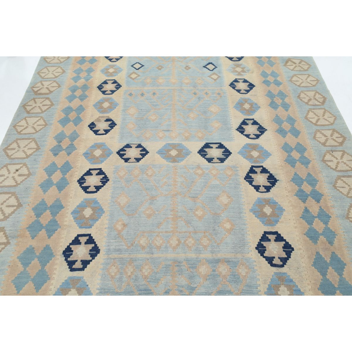 Kafkaas 7x10 Hand Woven Washable Wool Rug - Soft Hues