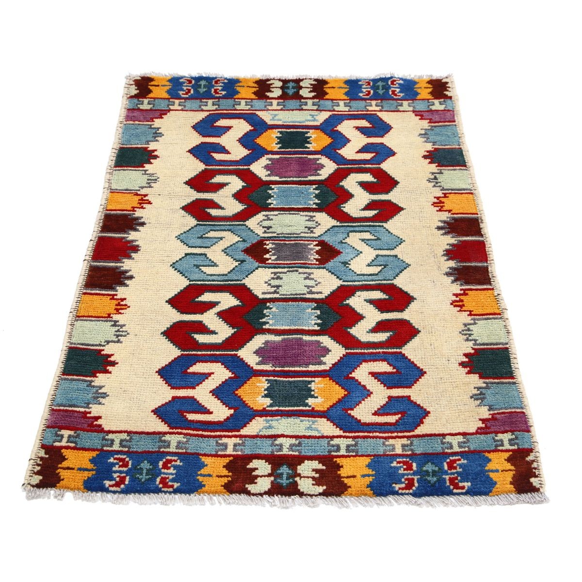 Revival 3x4 Handmade Double Knotted Washable Wool Rug - Colorful