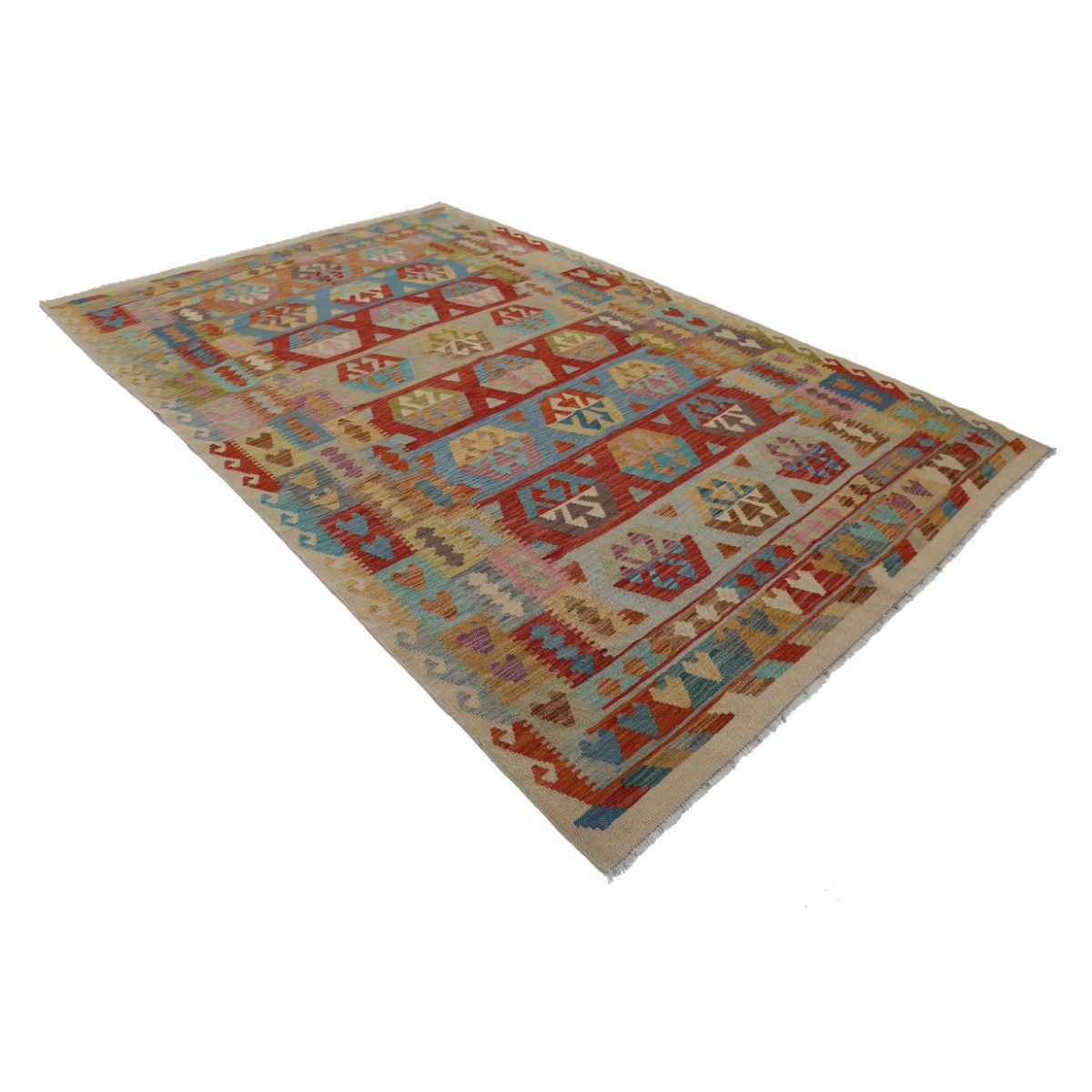 Maimana 7x10 Hand Woven Washable Wool Rug - Colorful