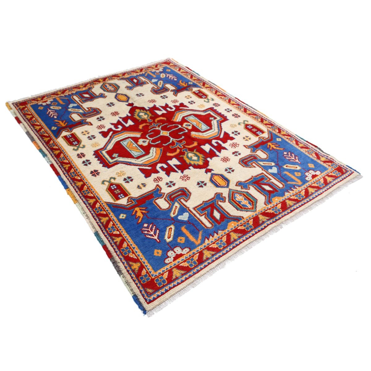 Revival 5x6 Handmade Double Knotted Washable Wool Rug - Colorful