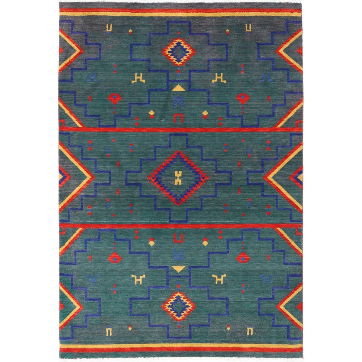 Dhanak 4x6 Machine-Made Washable Wool Rug - Colorful