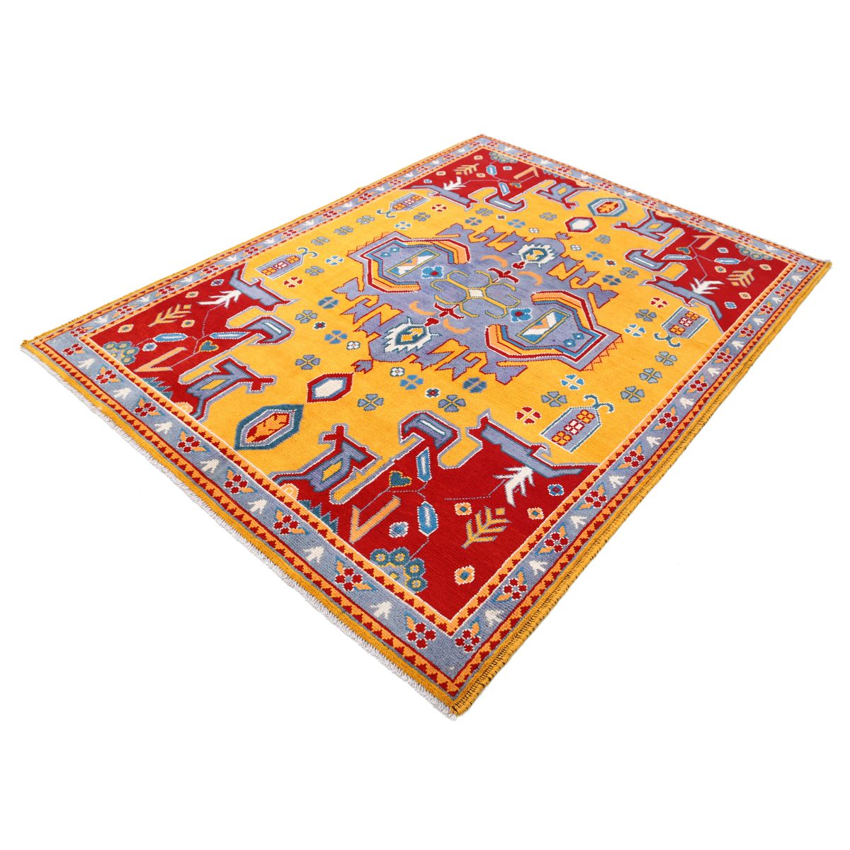 Revival 6x8 Handmade Double Knotted Washable Wool Rug - Colorful