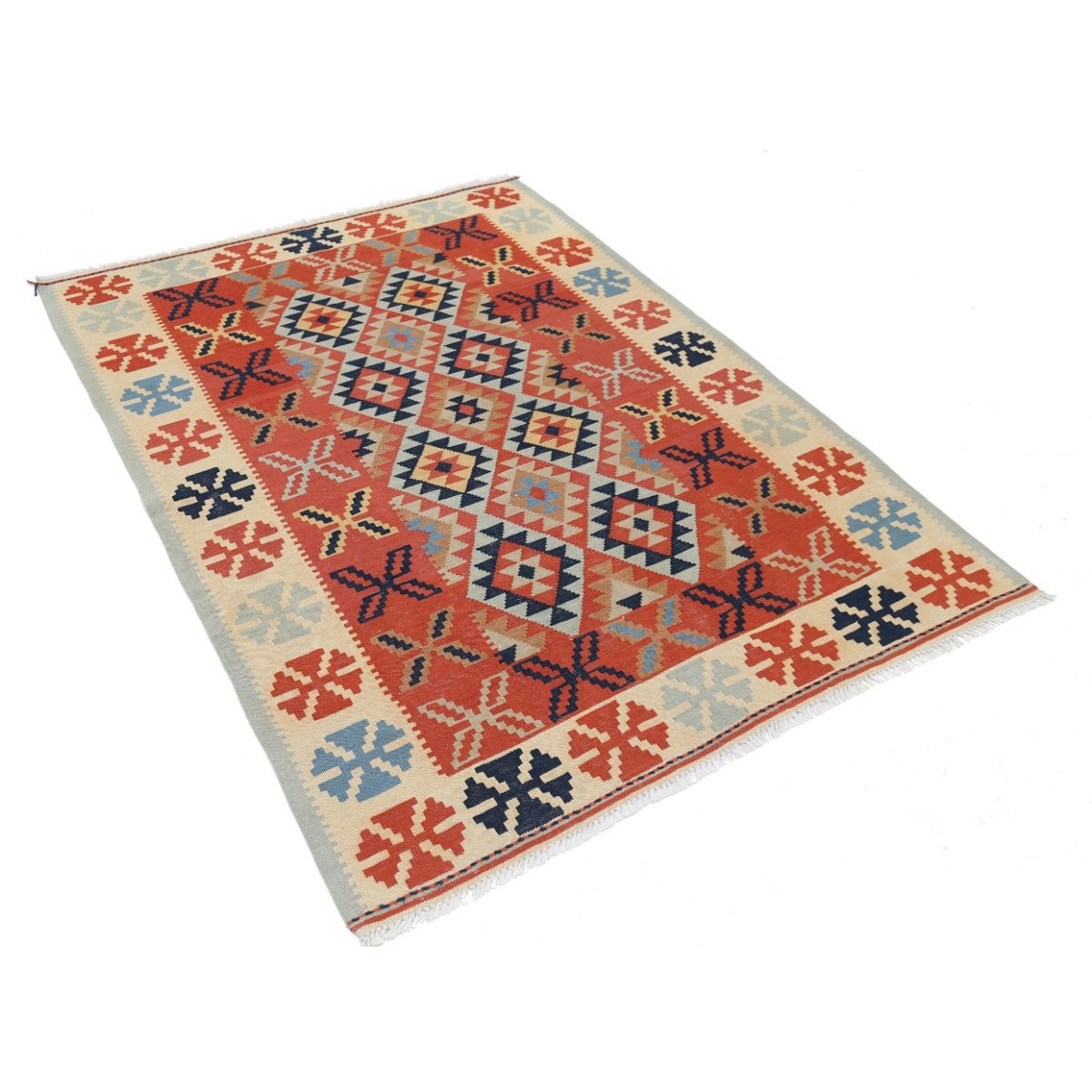 Kafkaas 5x7 Hand Woven Washable Wool Rug - Colorful