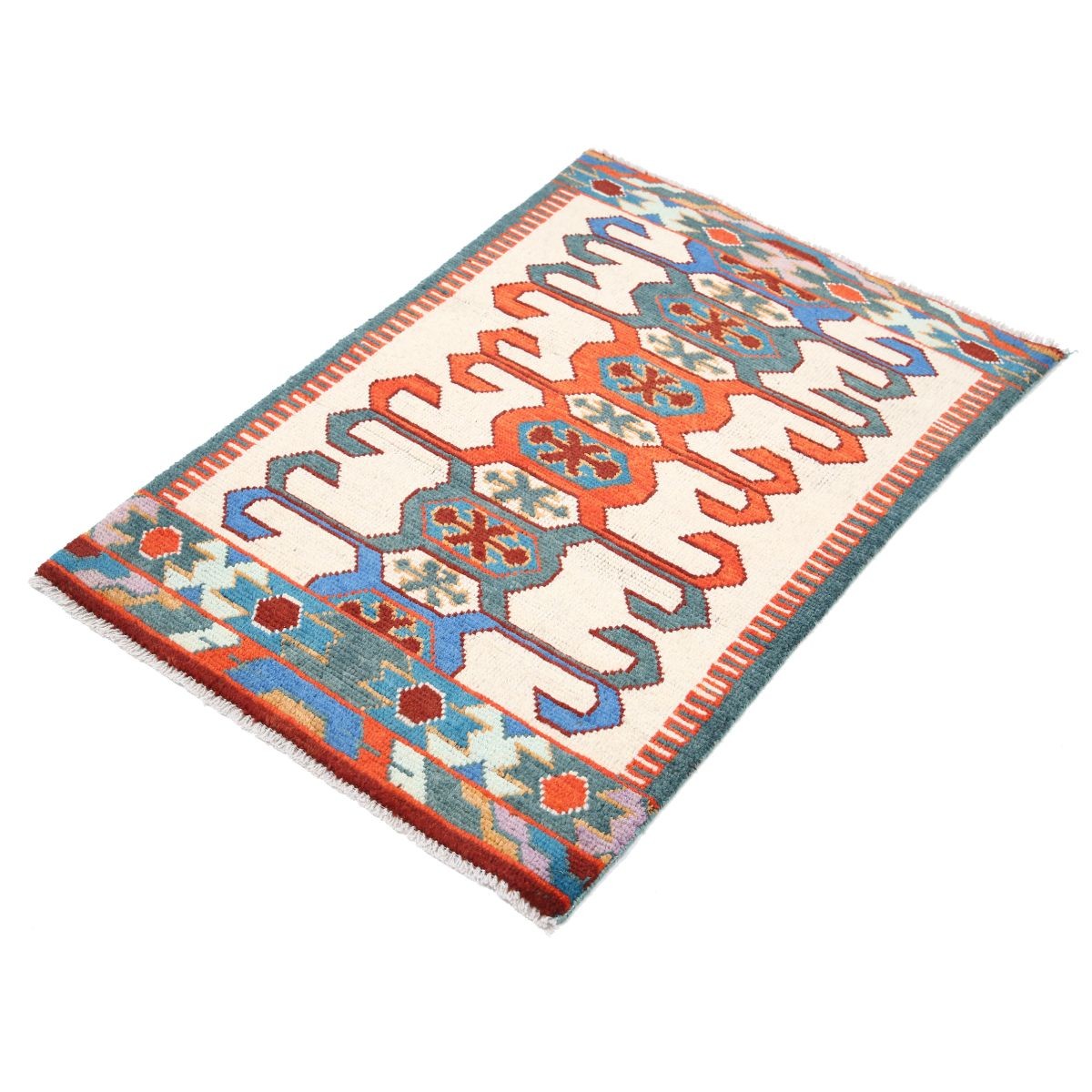Revival 3x4 Handmade Double Knotted Washable Wool Rug - Colorful