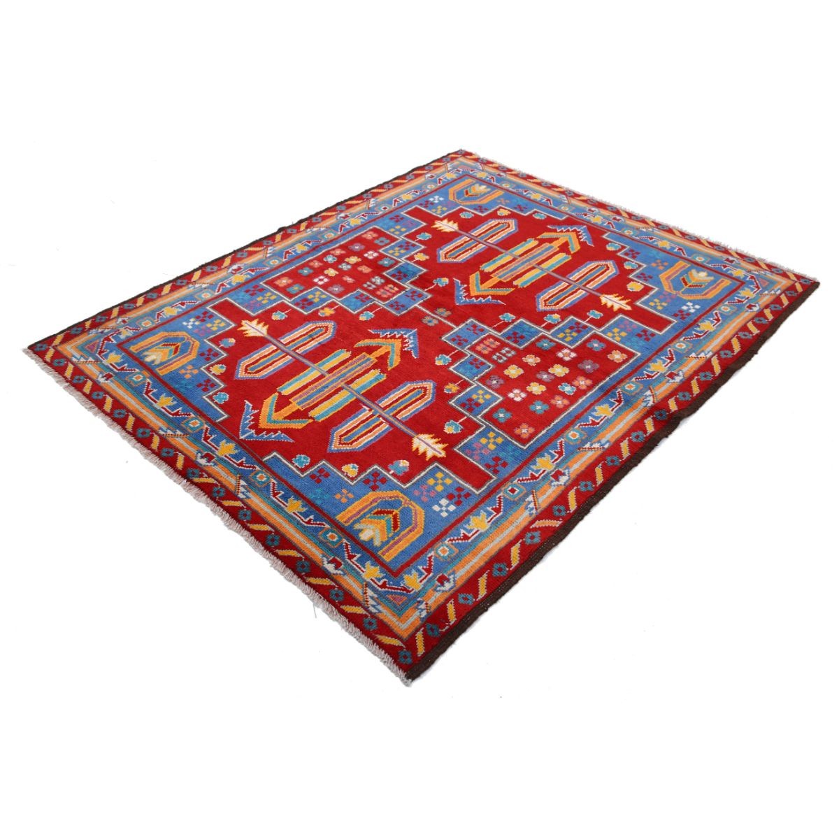Revival 5x6 Handmade Double Knotted Washable Wool Rug - Colorful