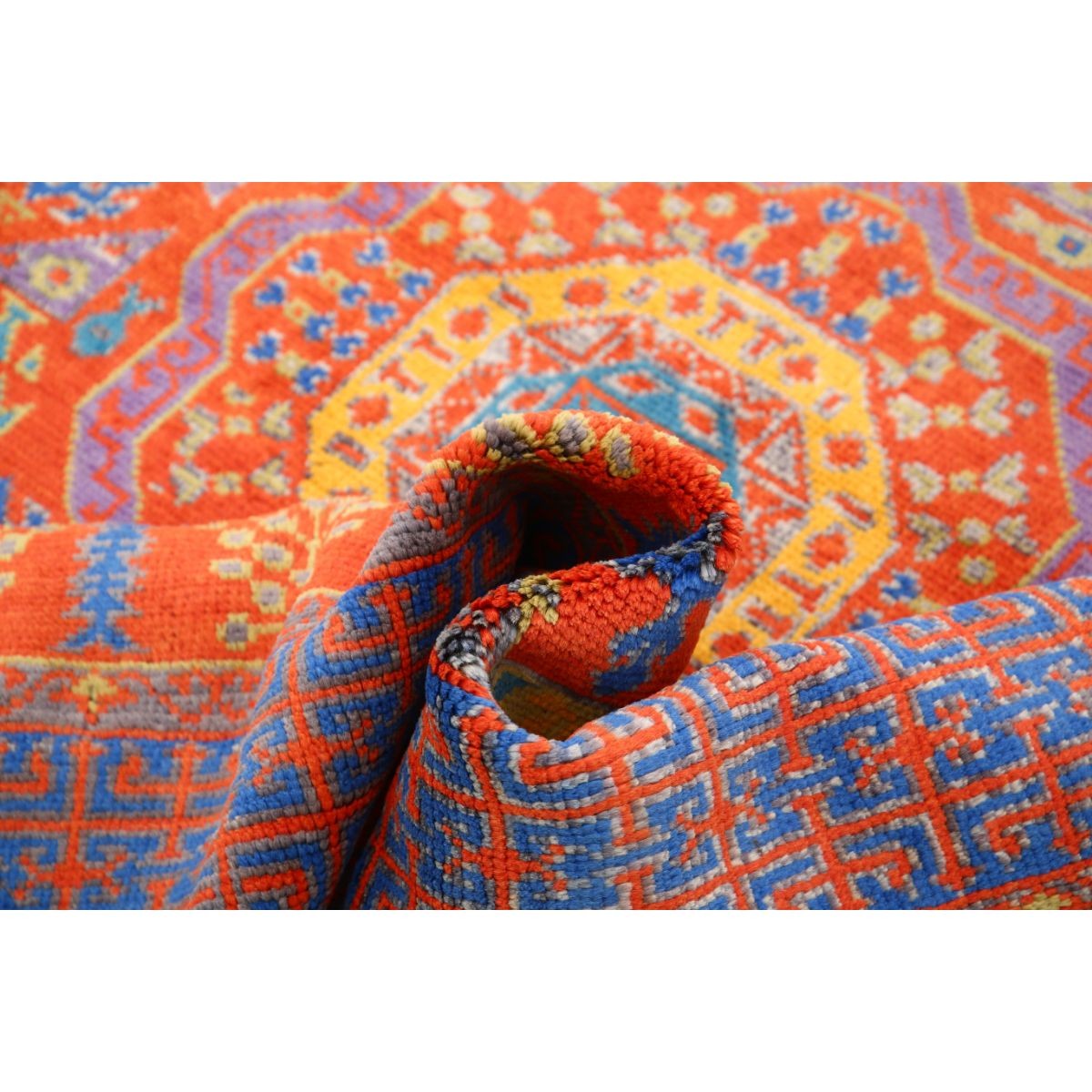 Revival 5x6 Handmade Double Knotted Washable Wool Rug - Colorful