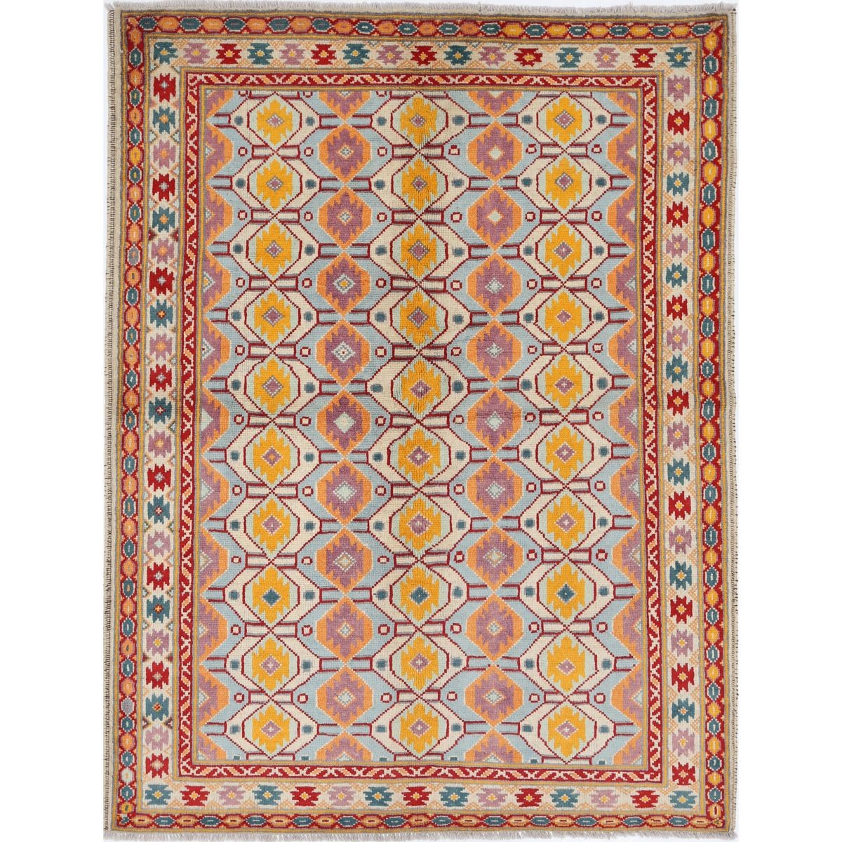 Revival 5x7 Handmade Double Knotted Washable Wool Rug - Colorful