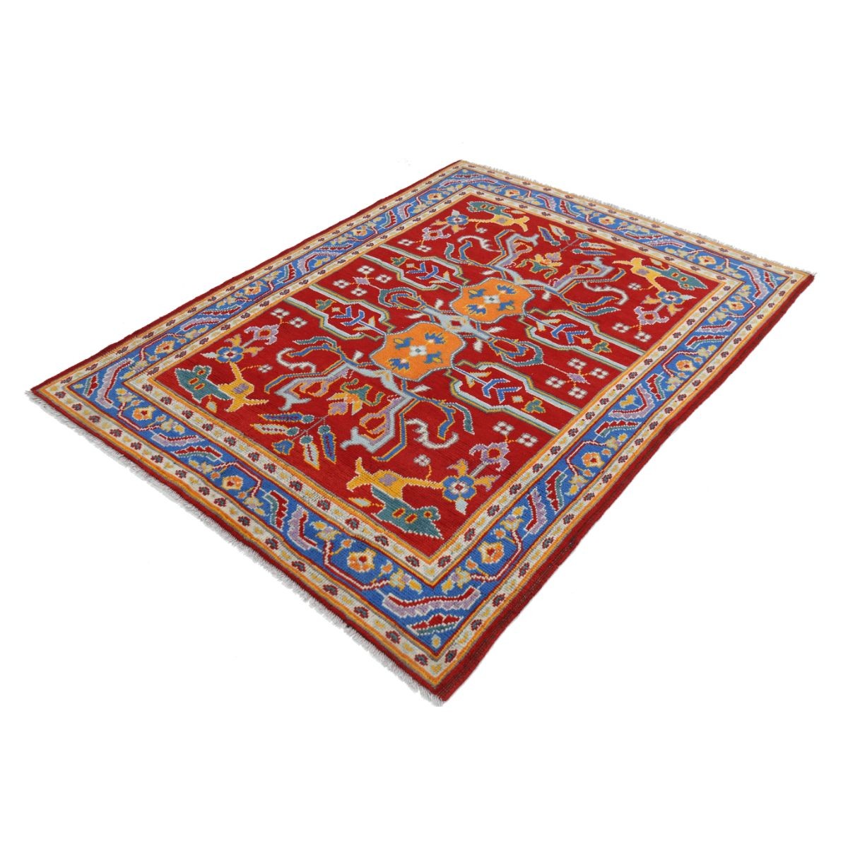 Revival 5x7 Handmade Double Knotted Washable Wool Rug - Colorful