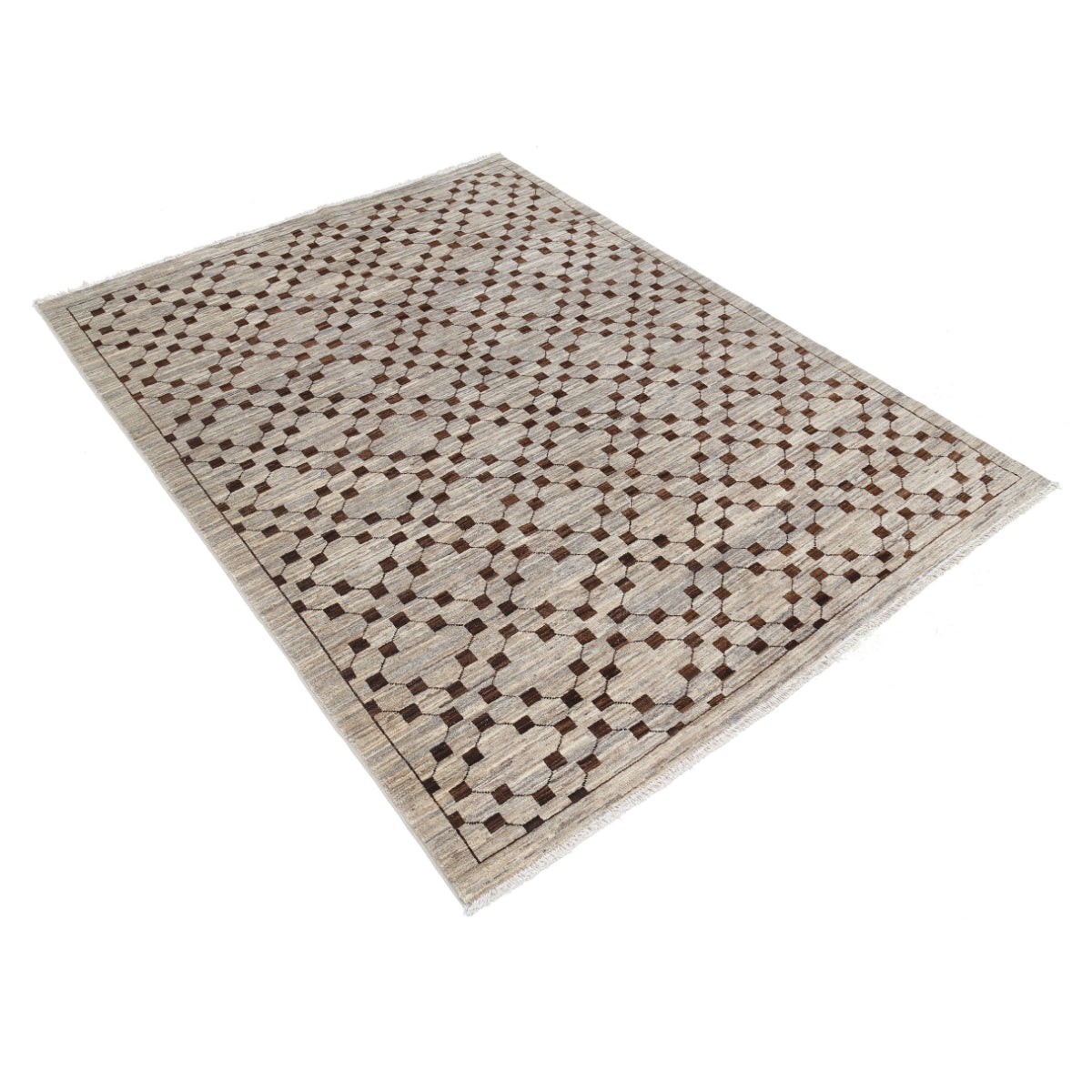 Modcar 5x6 Handmade Double Knotted Washable Wool Rug - Colorful