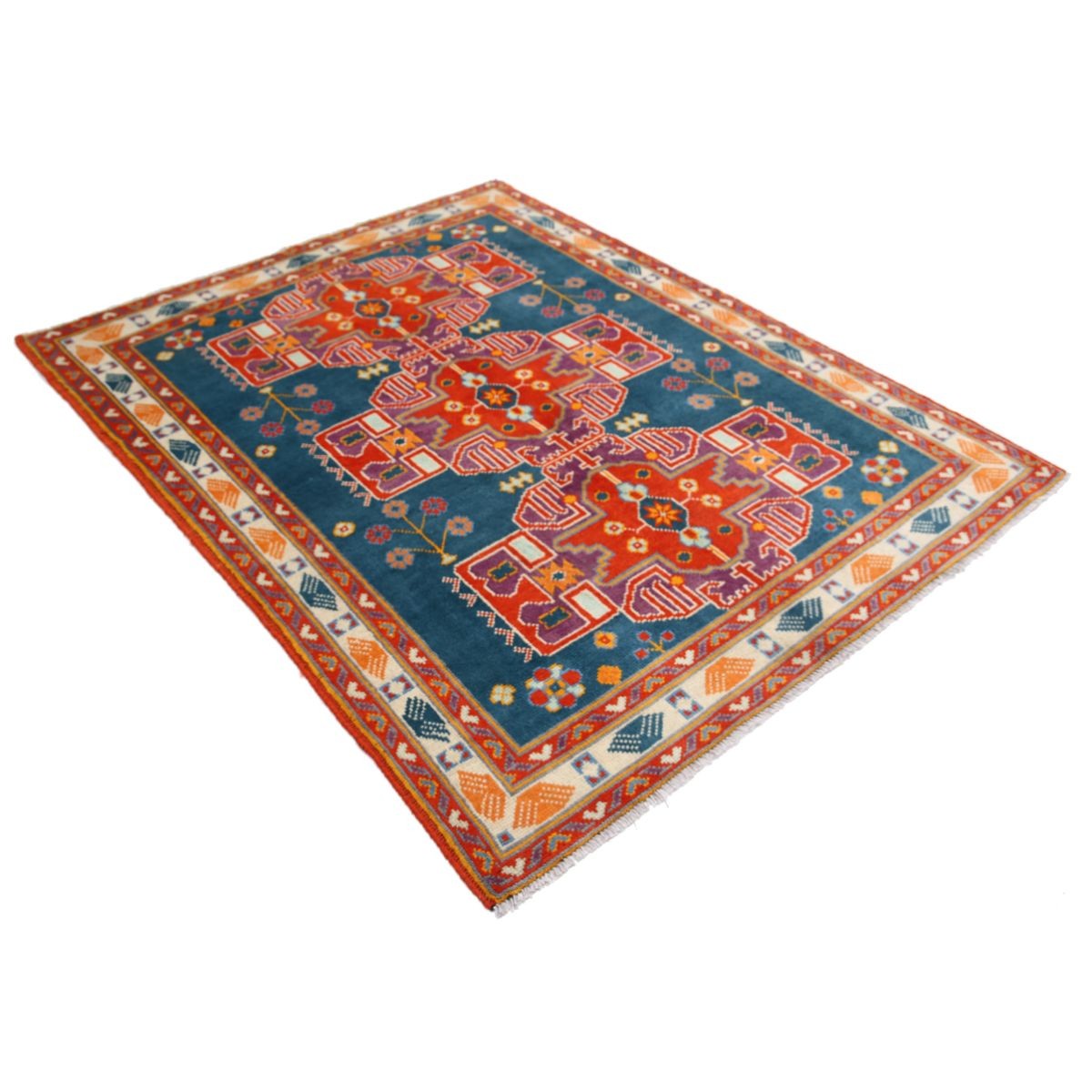 Revival 5x7 Handmade Double Knotted Washable Wool Rug - Colorful