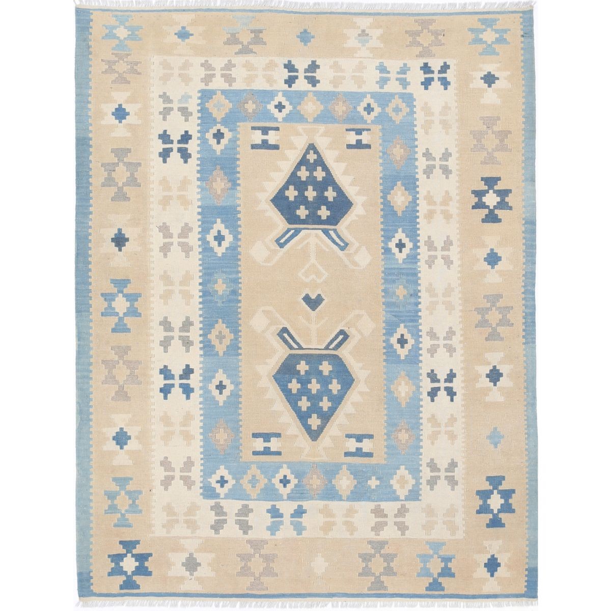 Kafkaas 5x7 Hand Woven Washable Wool Rug - Soft Hues
