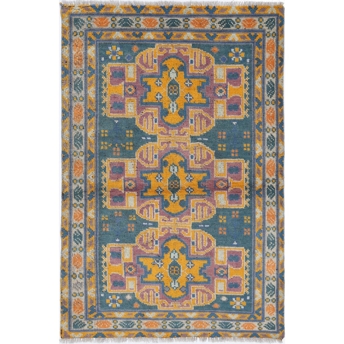 Revival 3x5 Handmade Double Knotted Washable Wool Rug - Colorful