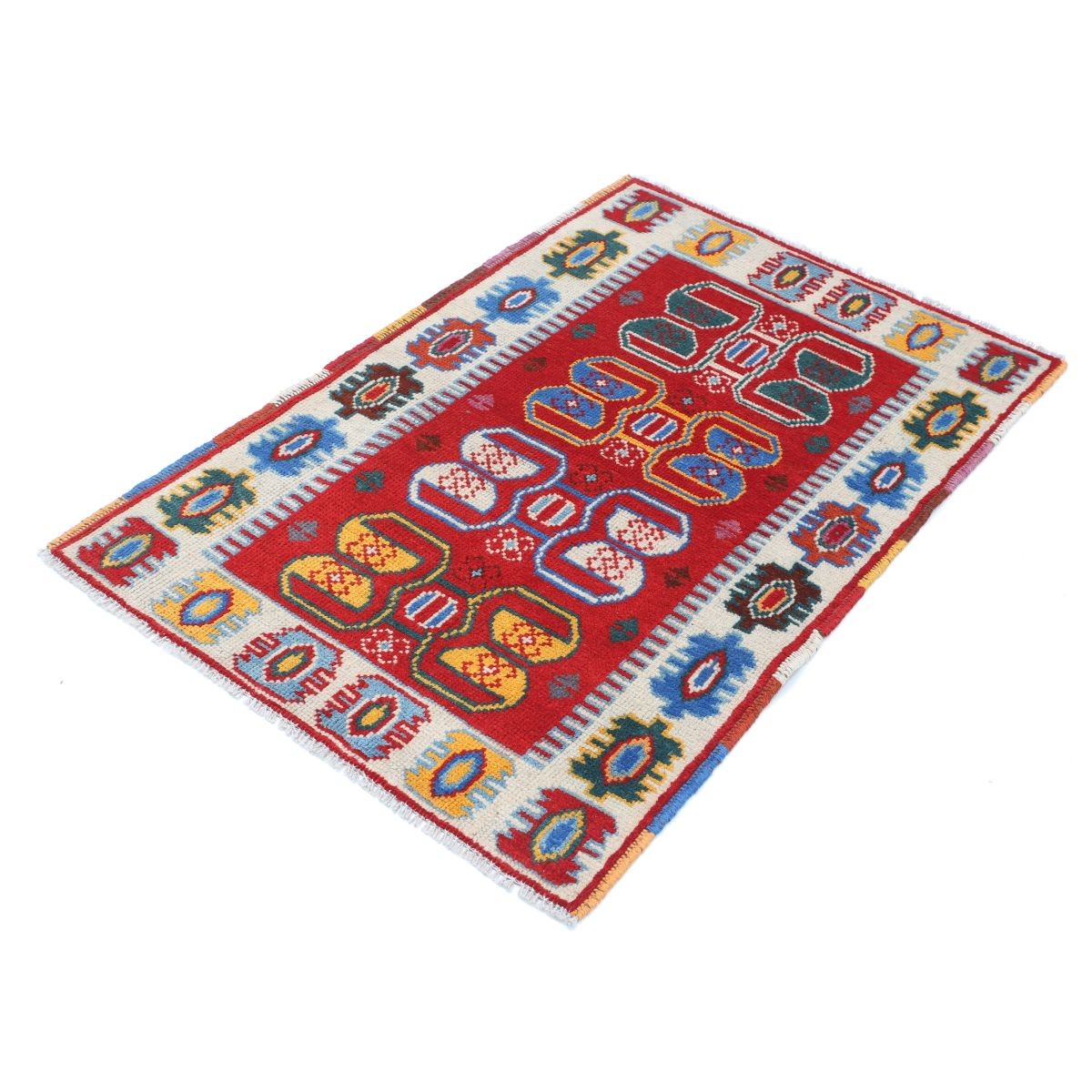 Revival 3x4 Handmade Double Knotted Washable Wool Rug - Colorful