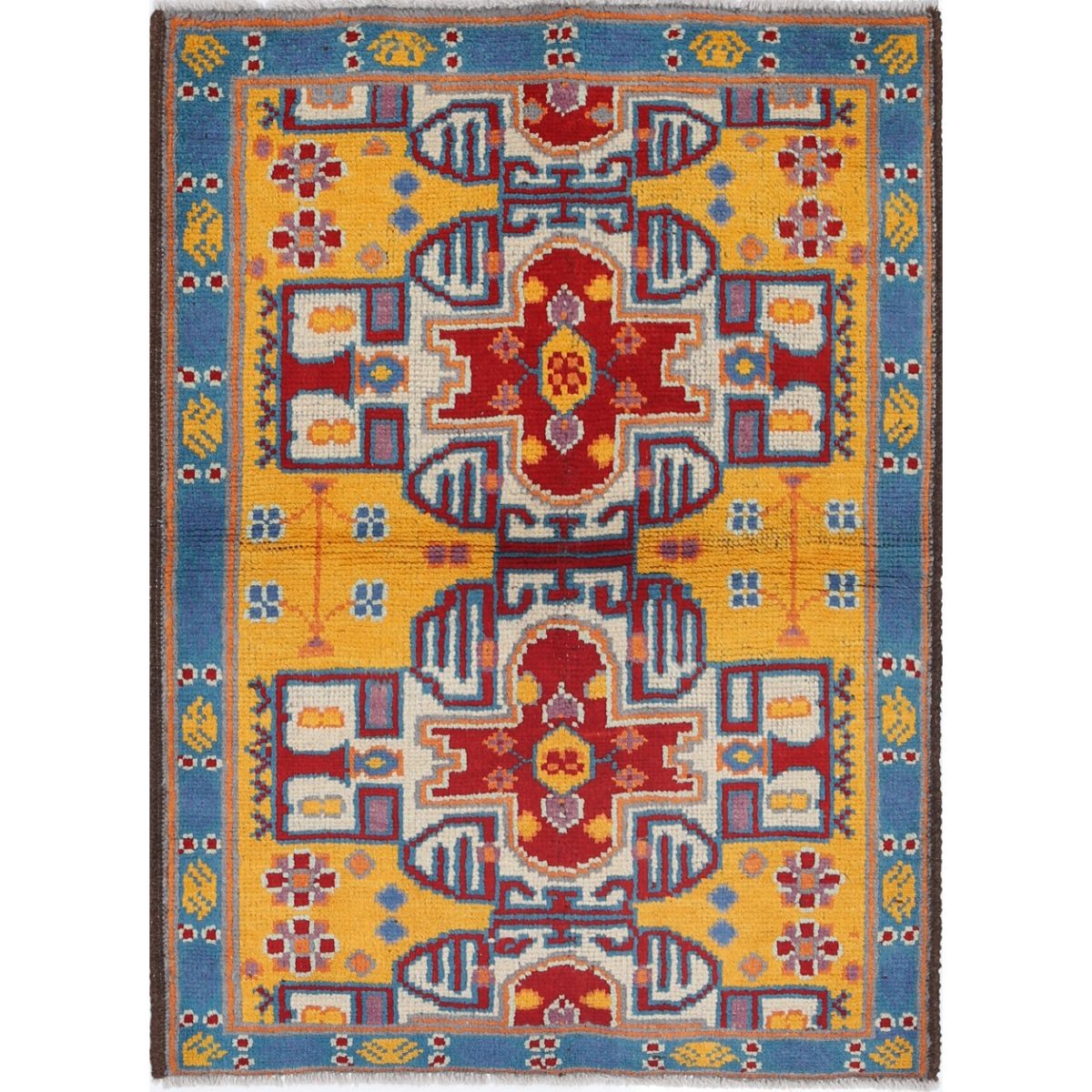 Revival 3x4 Handmade Double Knotted Washable Wool Rug - Colorful