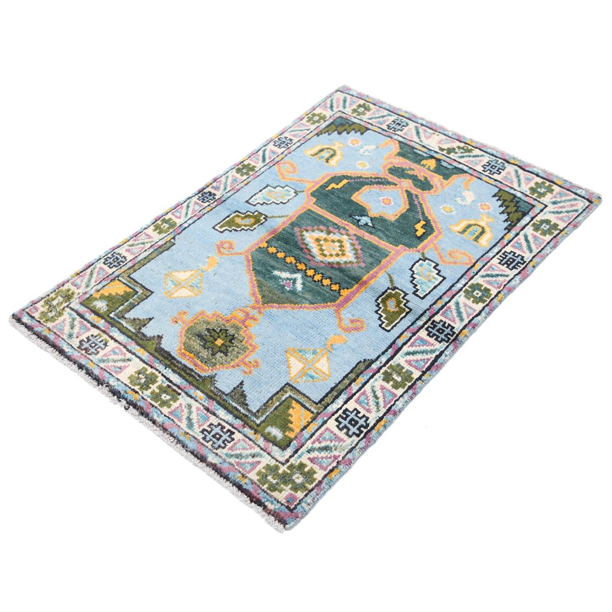 Revival 3x4 Handmade Double Knotted Washable Wool Rug - Colorful