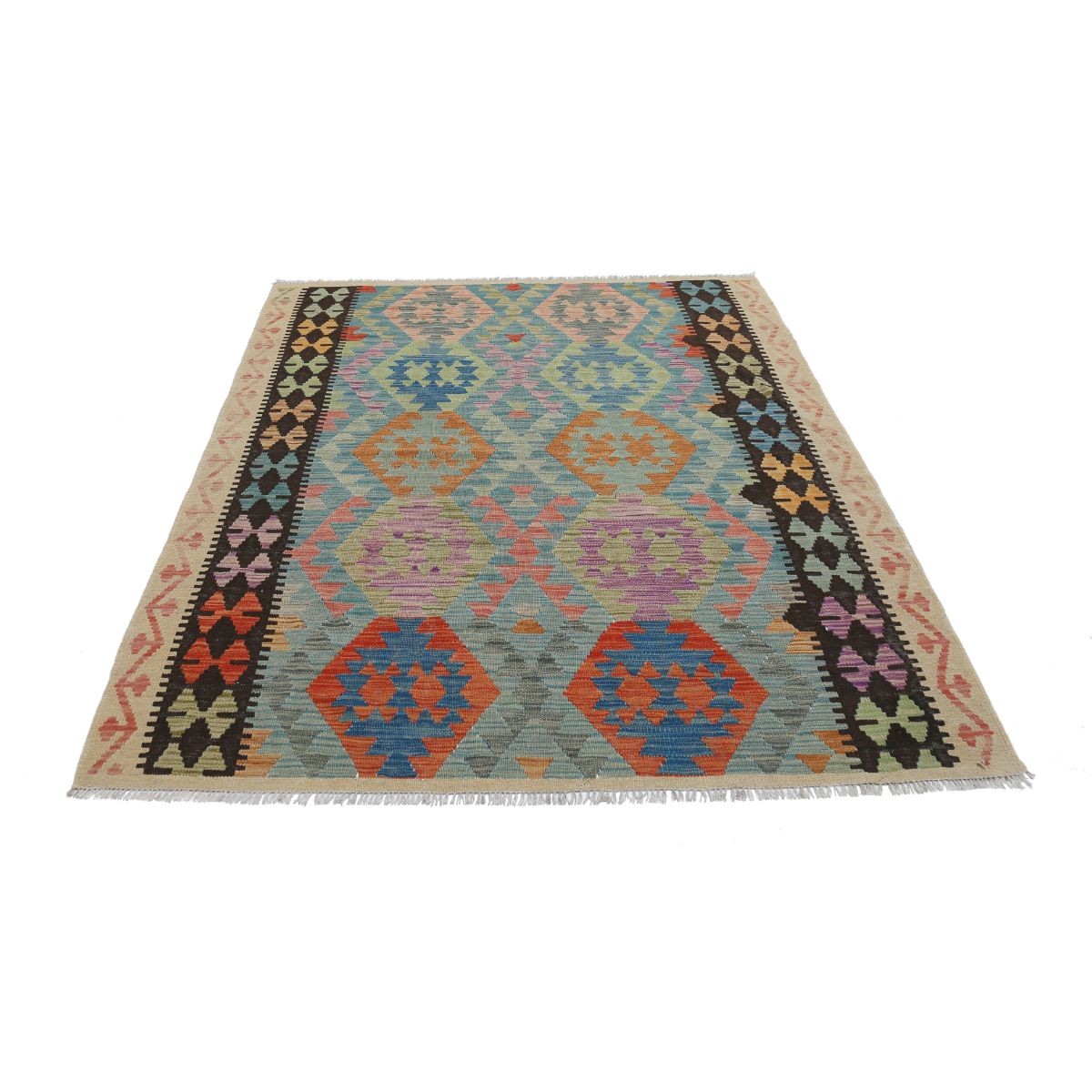 Maimana 5x7 Hand Woven Washable Wool Rug - Colorful