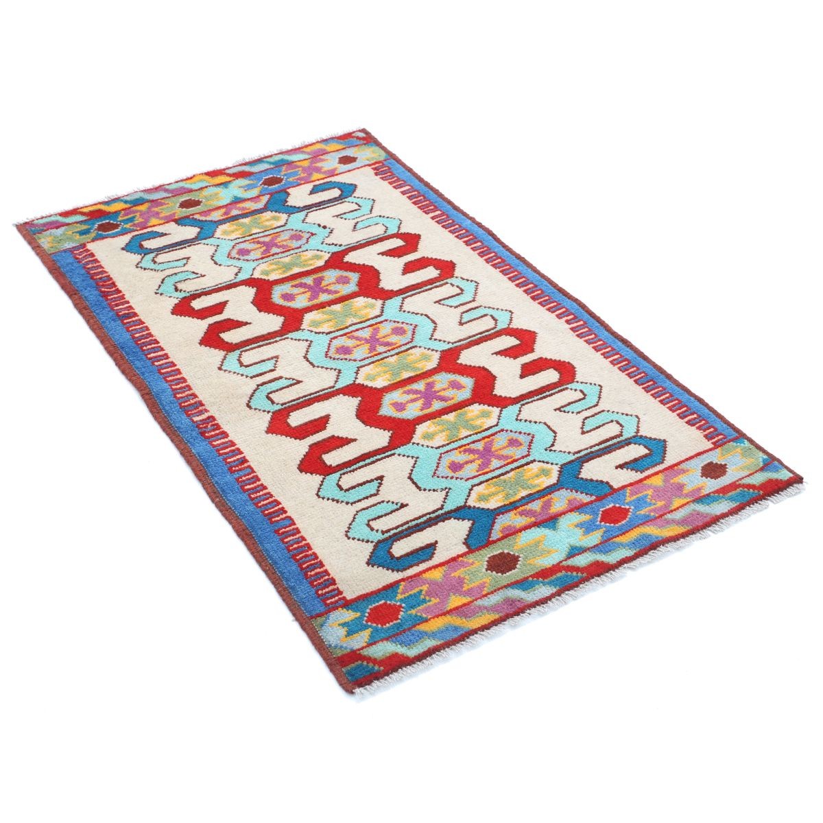 Revival 3x4 Handmade Double Knotted Washable Wool Rug - Colorful