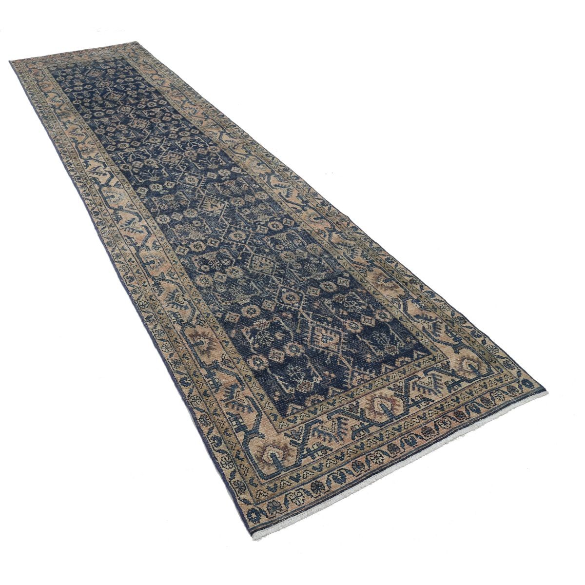 Vintage 3x14 Handmade Double Knotted Washable Wool Runner - Soft Hues