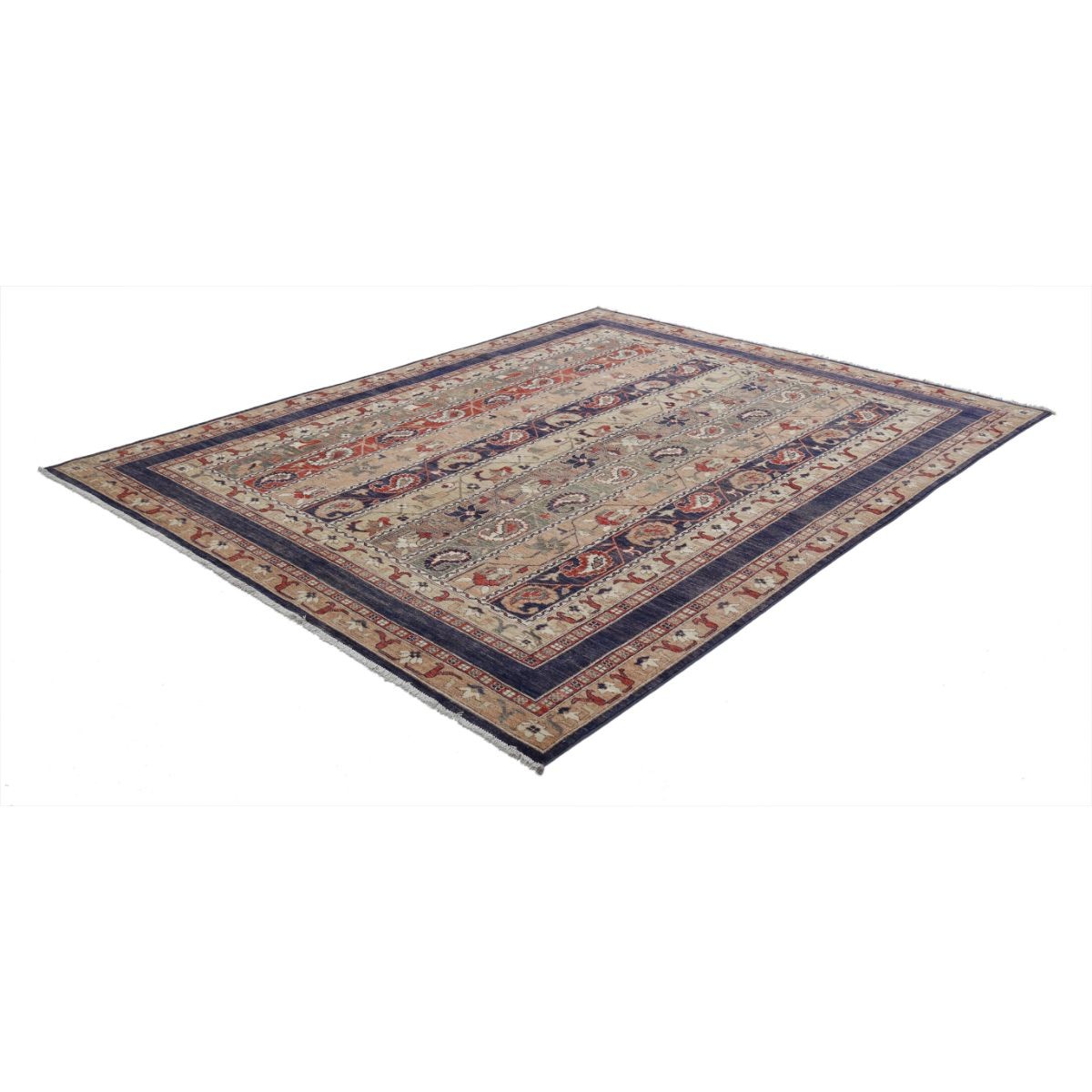 Shaal 8x10 Handmade Double Knotted Washable Wool Rug - Colorful