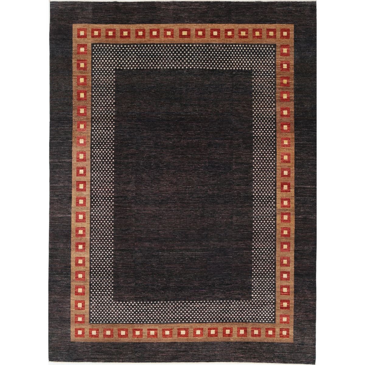 Modcar 9x12 Handmade Double Knotted Washable Wool Rug - Colorful